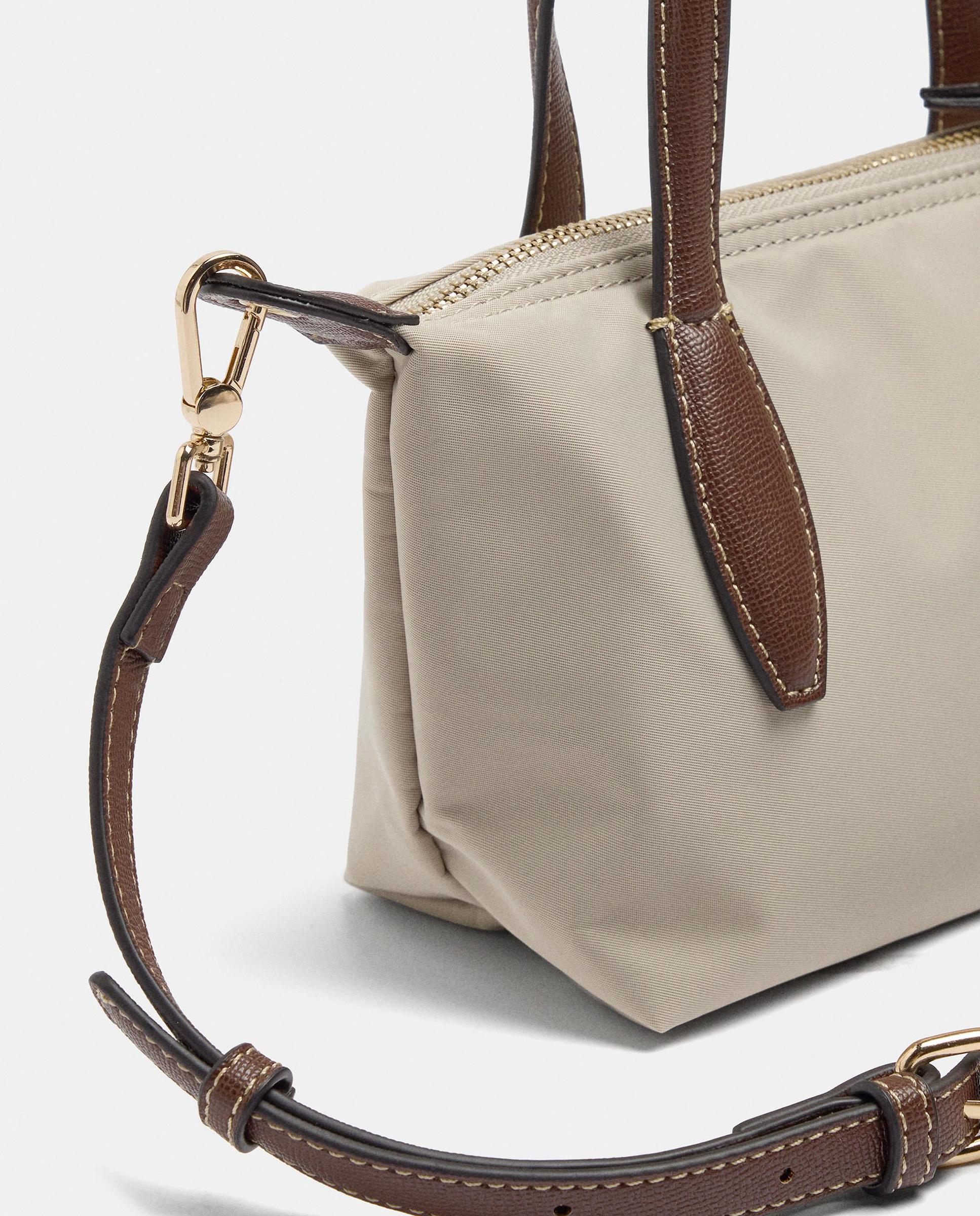 Bolso de mano estilo tote convertible a bandolera con cierre de cremallera en liso - Parfois - Crudo Crudo-3