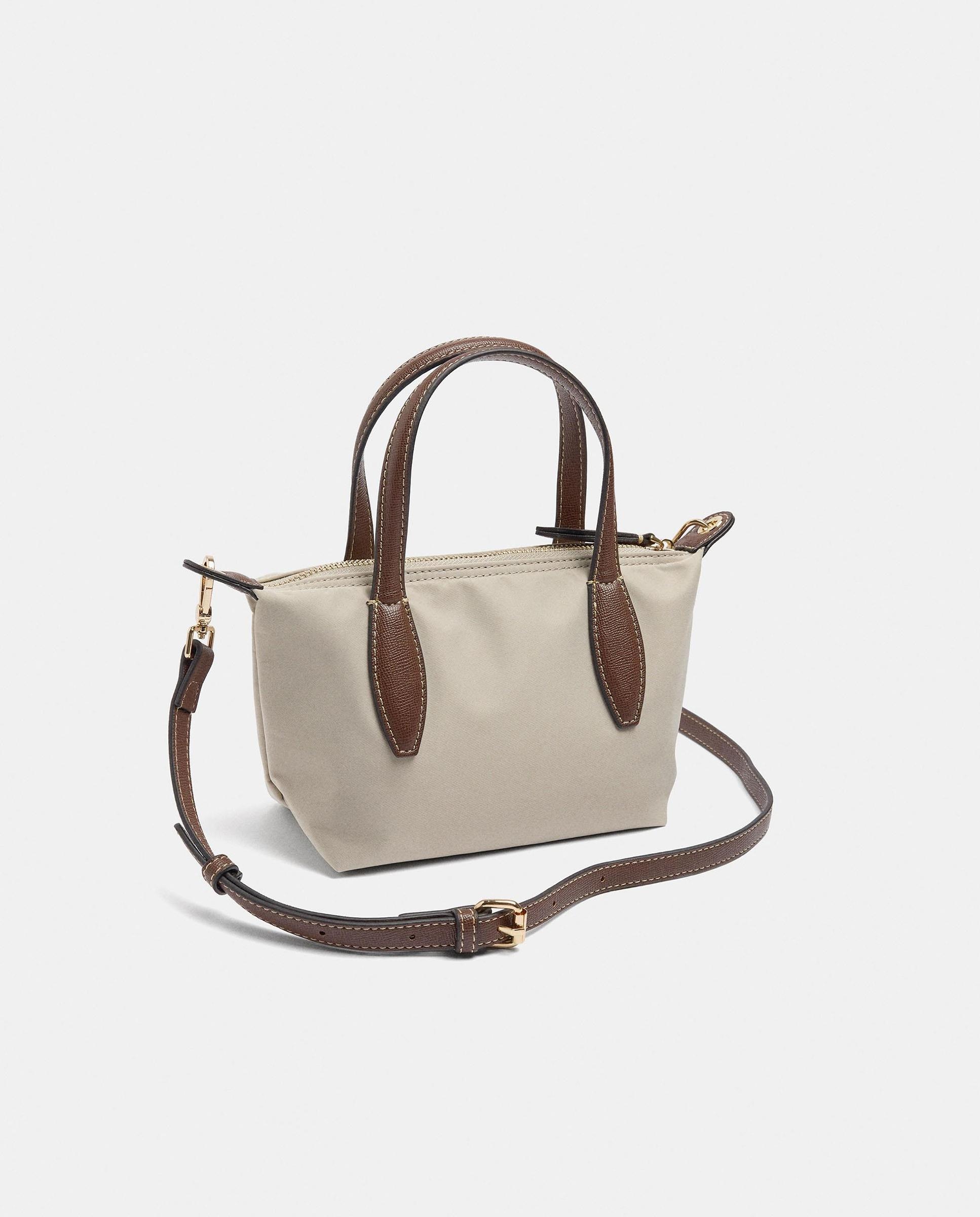 Bolso de mano estilo tote convertible a bandolera con cierre de cremallera en liso - Parfois - Crudo Crudo-2
