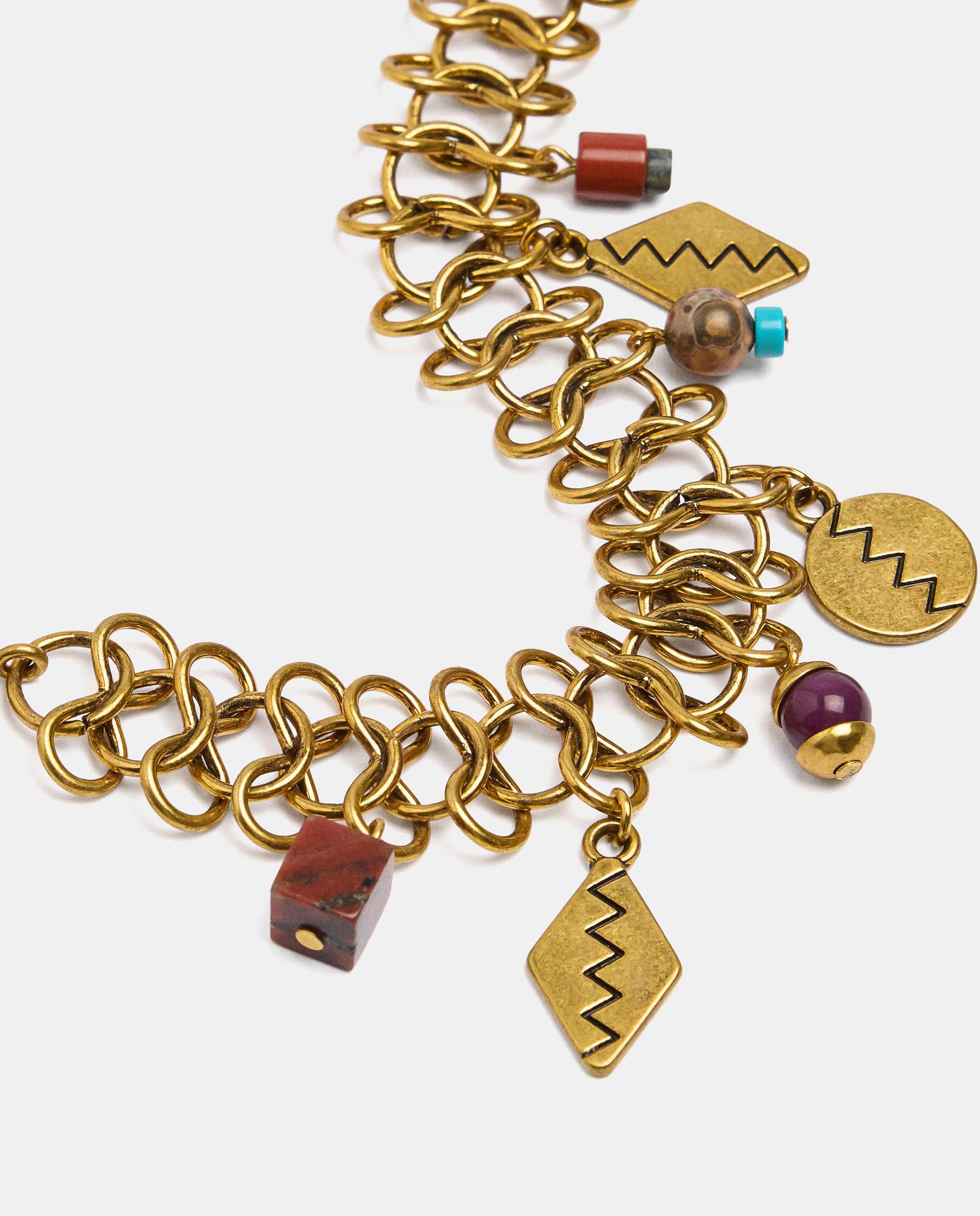 Pulsera de eslabones con abalorios decorativos - Parfois - Dorado Dorado-2