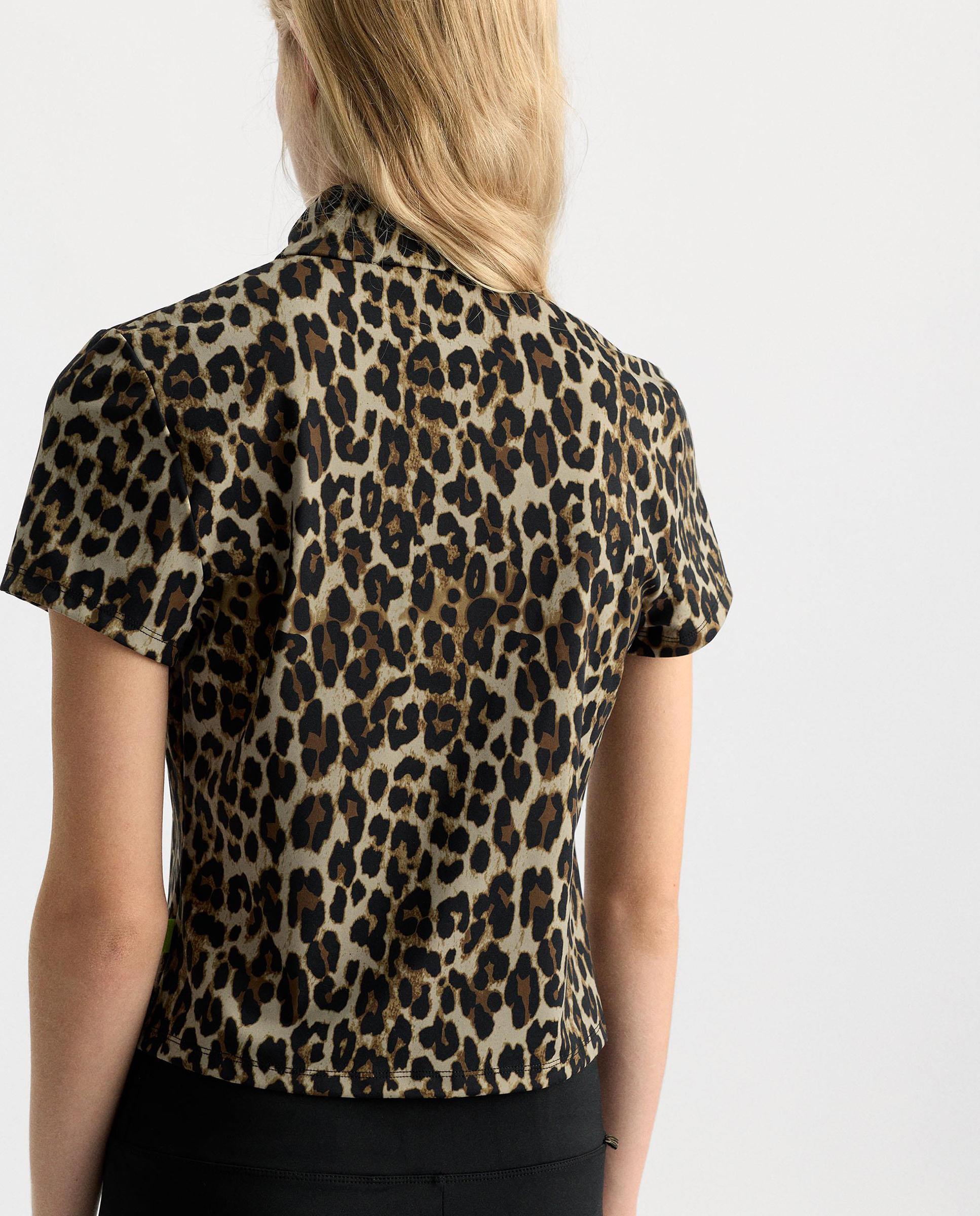 Top de mujer de manga corta con cremallera frontal y estampado animal print - Parfois - Multicolor Multicolor-4
