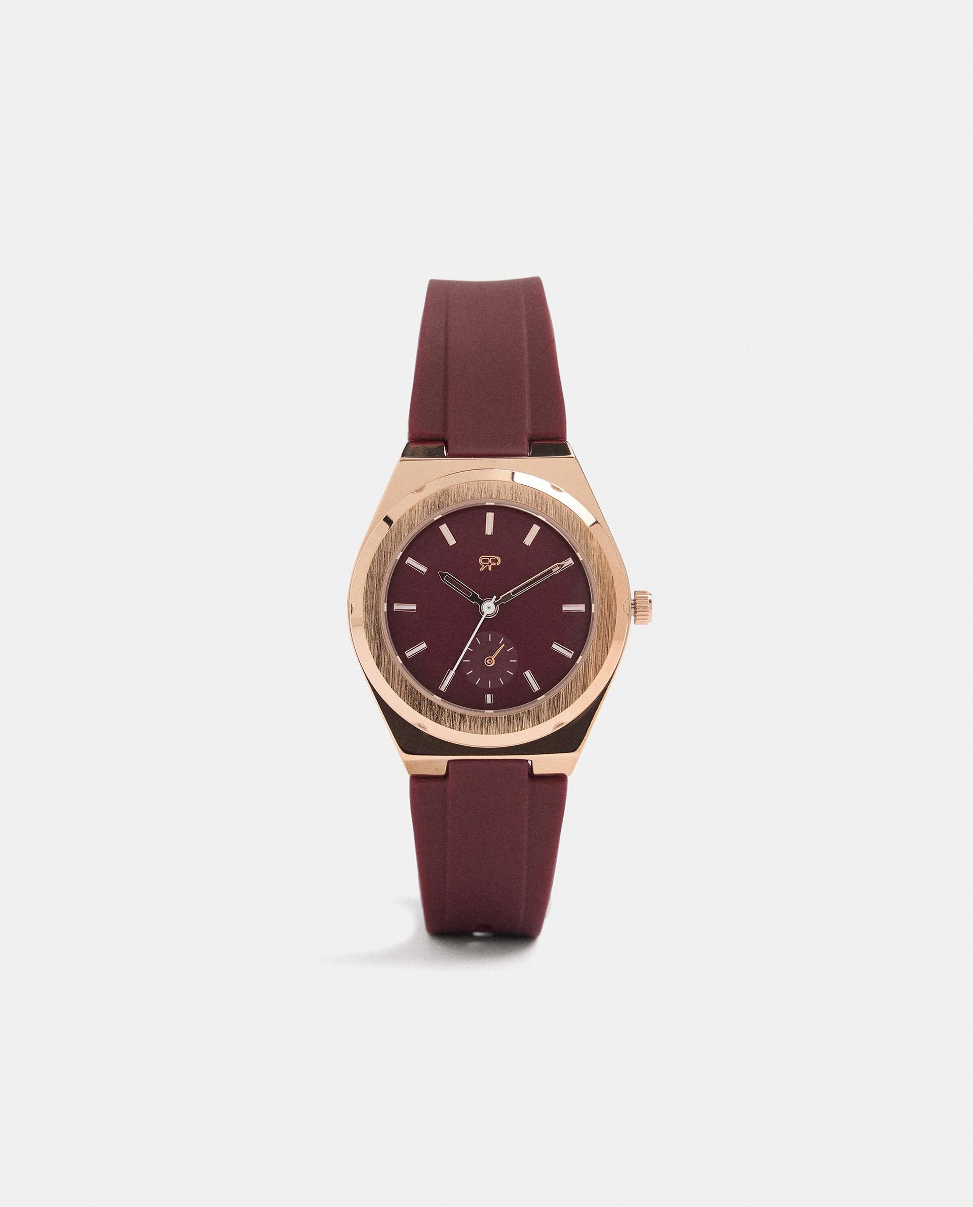 Imagen 0 de Reloj de mujer con correa de silicona en liso Burdeos