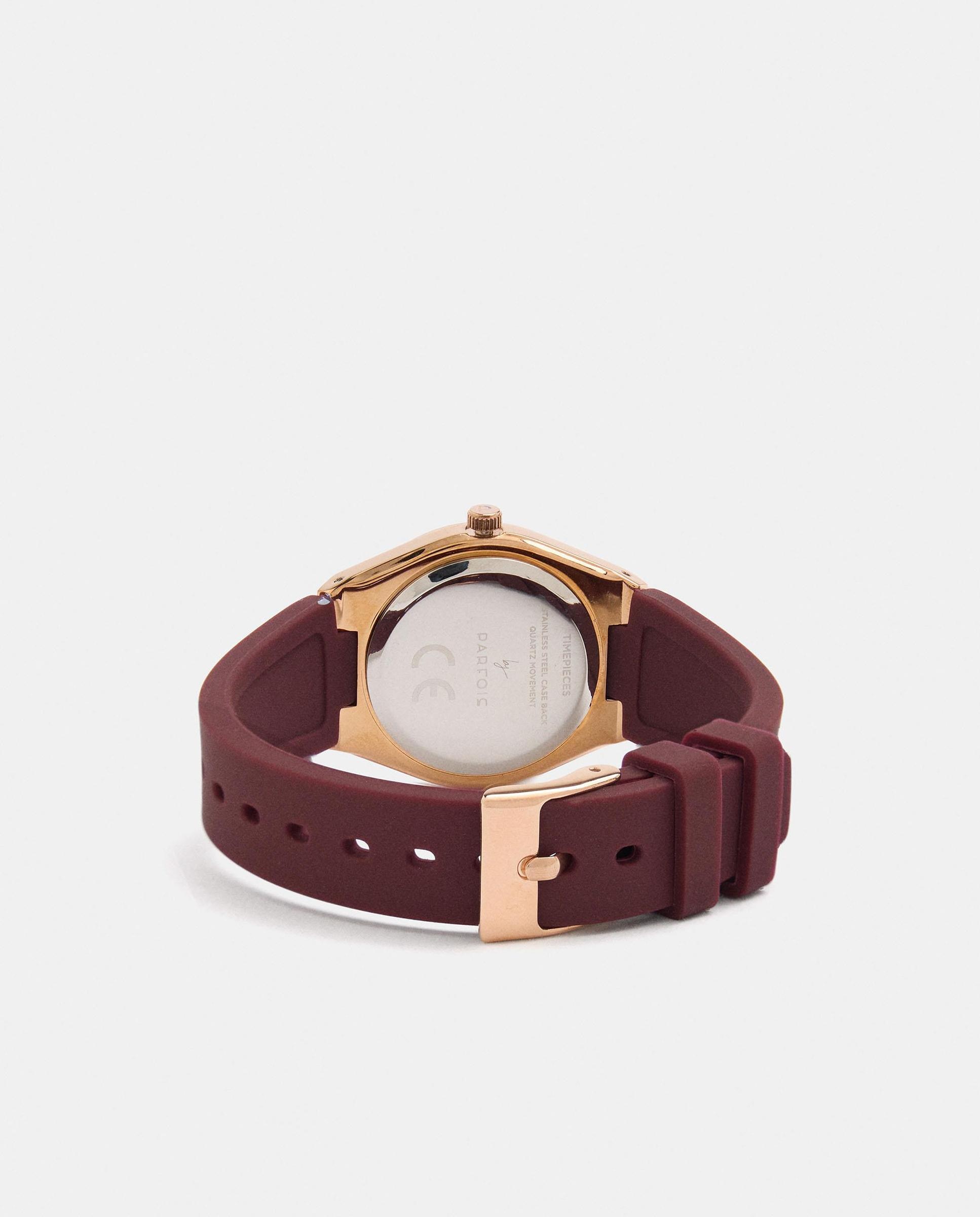 Reloj de mujer con correa de silicona en liso - Parfois - Burdeos Burdeos-3