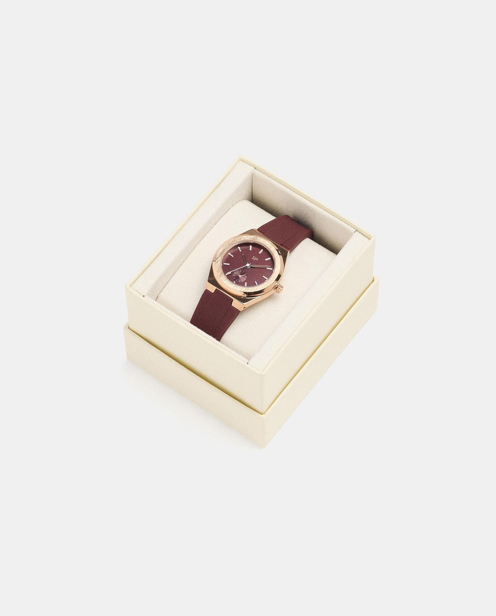 Reloj de mujer con correa de silicona en liso - Parfois - Burdeos Burdeos-4