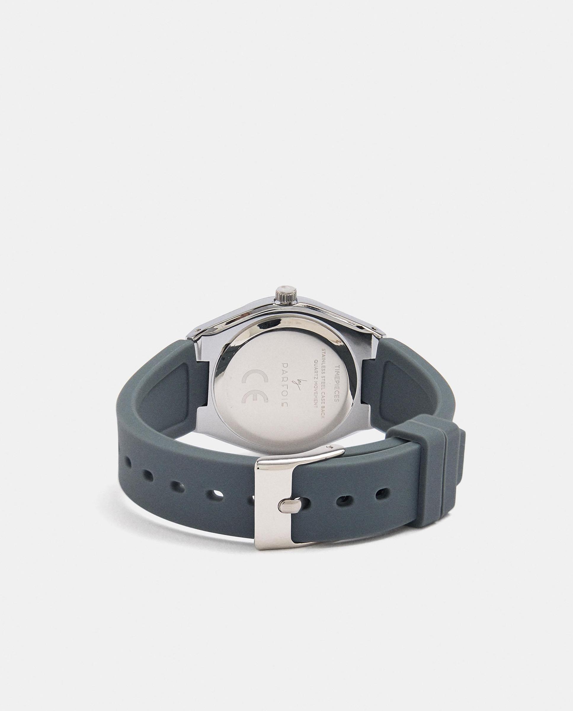 Reloj de mujer con correa de silicona en liso - Parfois - Gris Gris-3