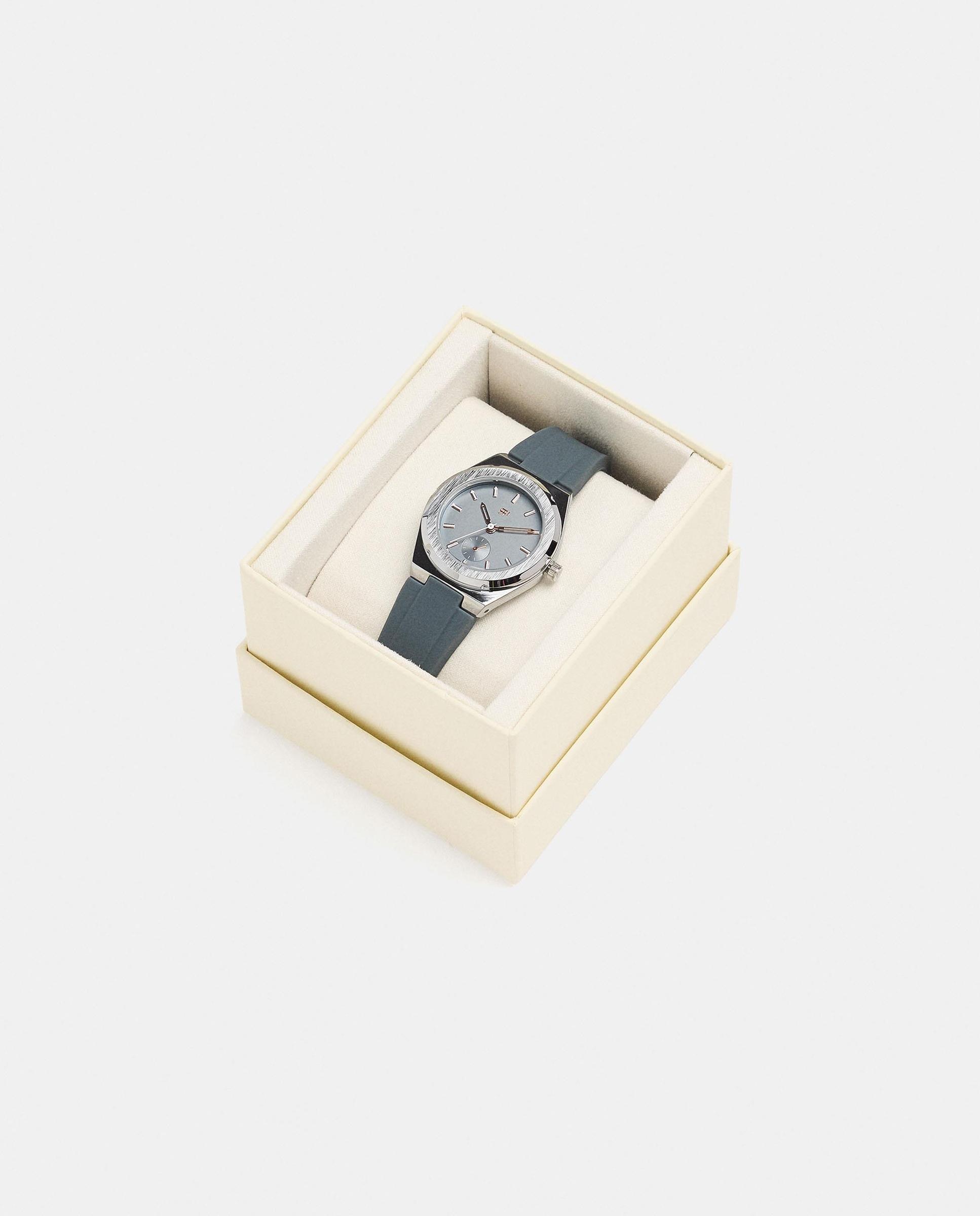 Reloj de mujer con correa de silicona en liso - Parfois - Gris Gris-4