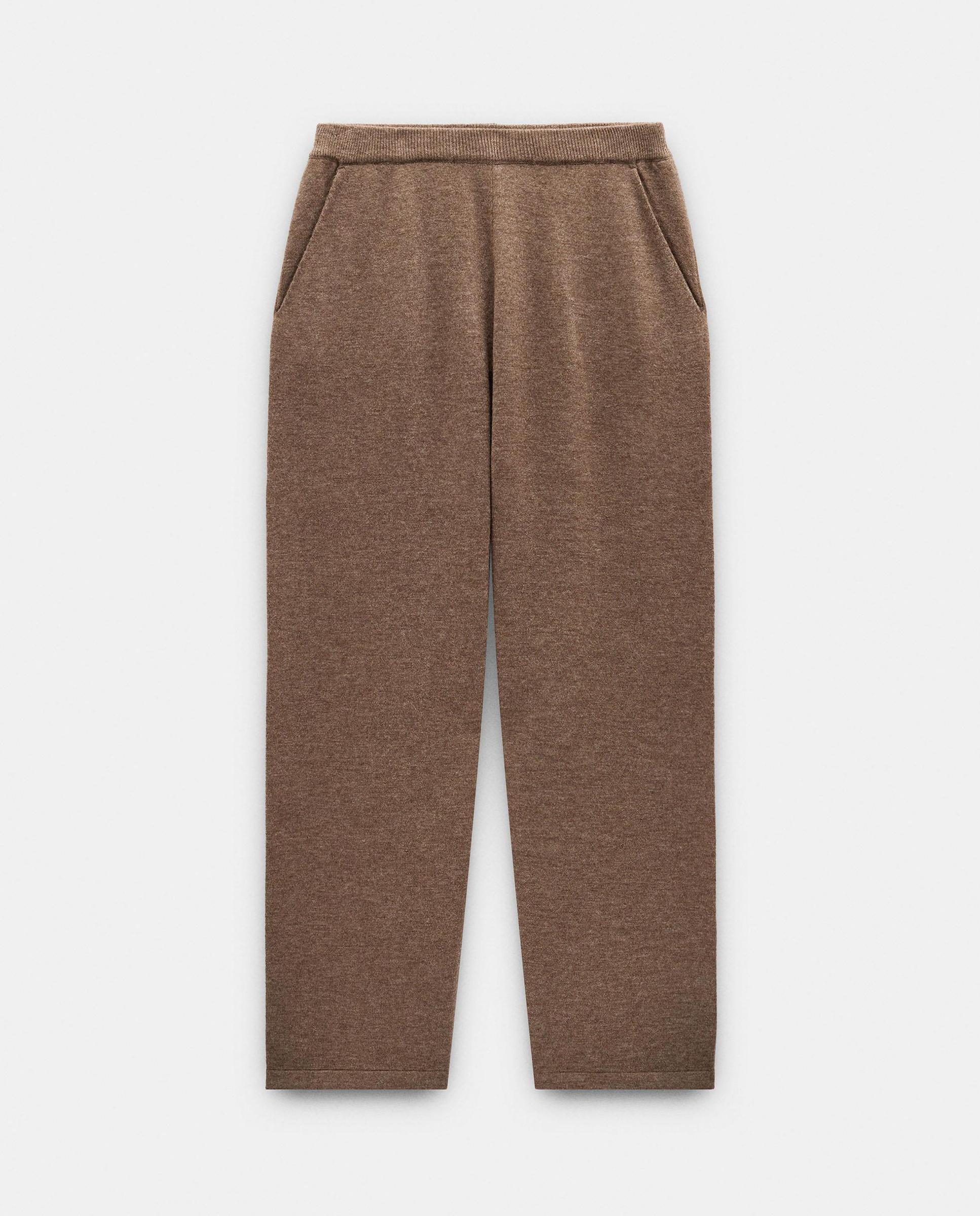 Pantalones rectos de mujer con cintura elástica en liso - Parfois - Marrón Marrón-6