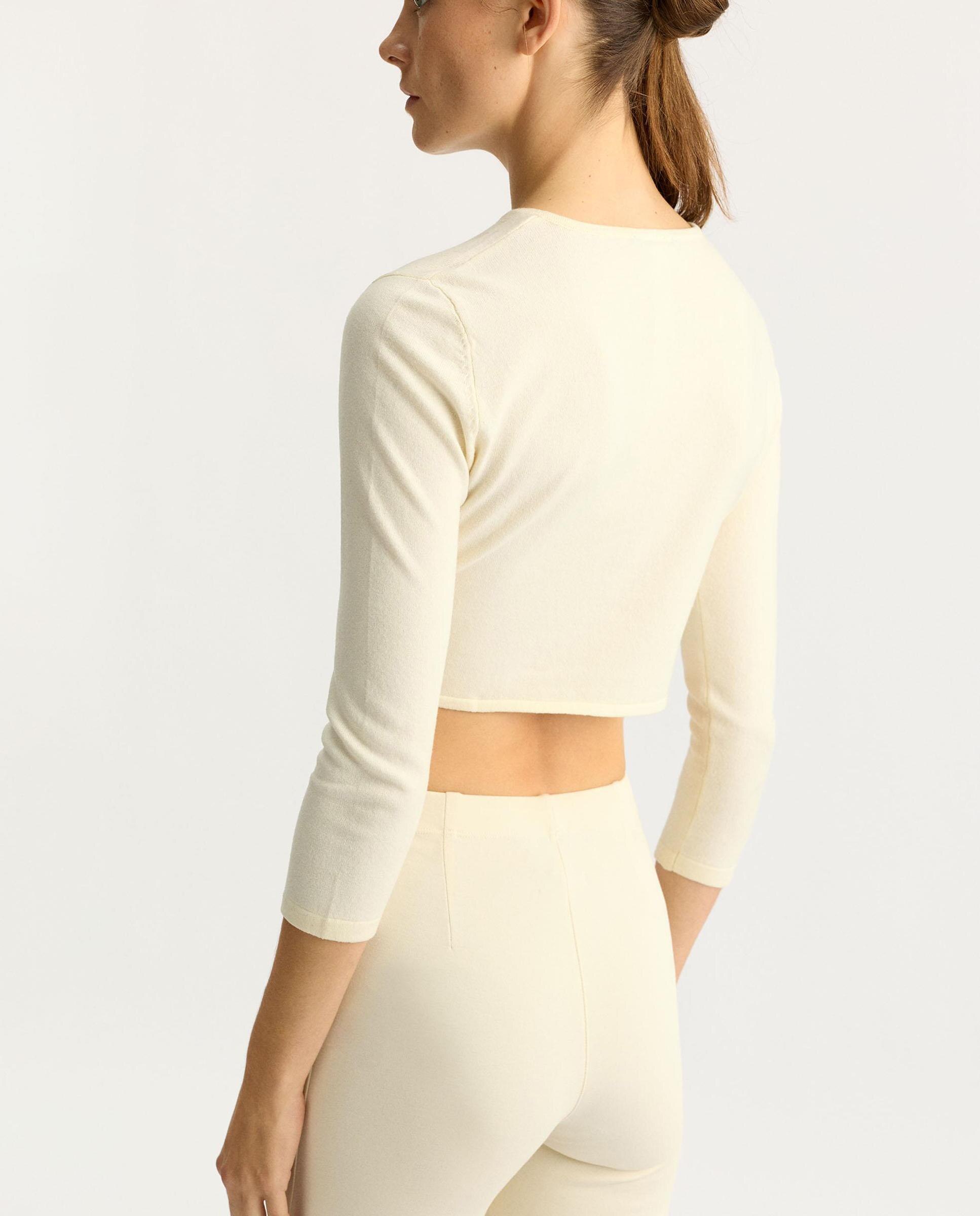 Cárdigan de mujer de punto crop con cierre de botones - Parfois - Crudo Crudo-4