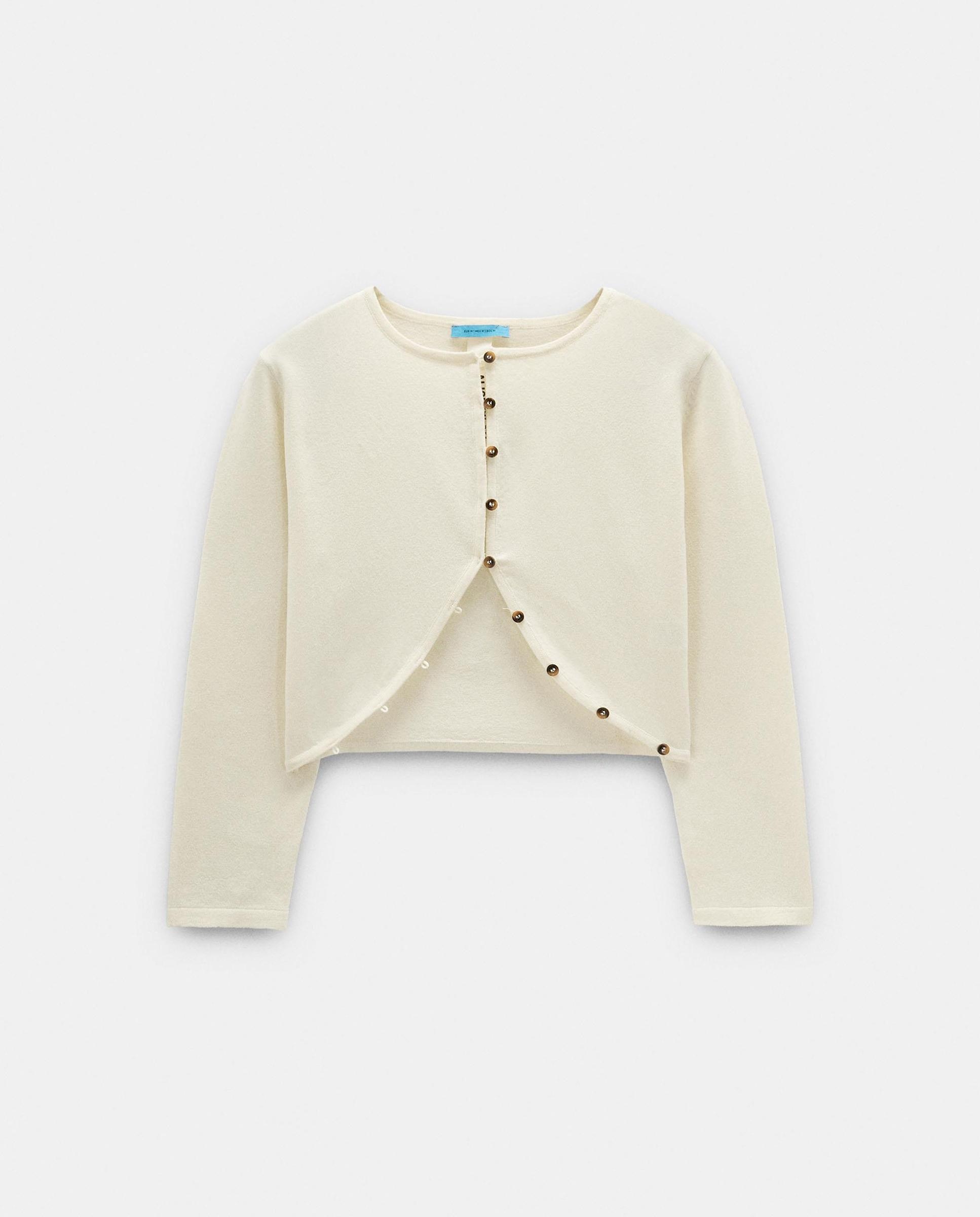 Cárdigan de mujer de punto crop con cierre de botones - Parfois - Crudo Crudo-6