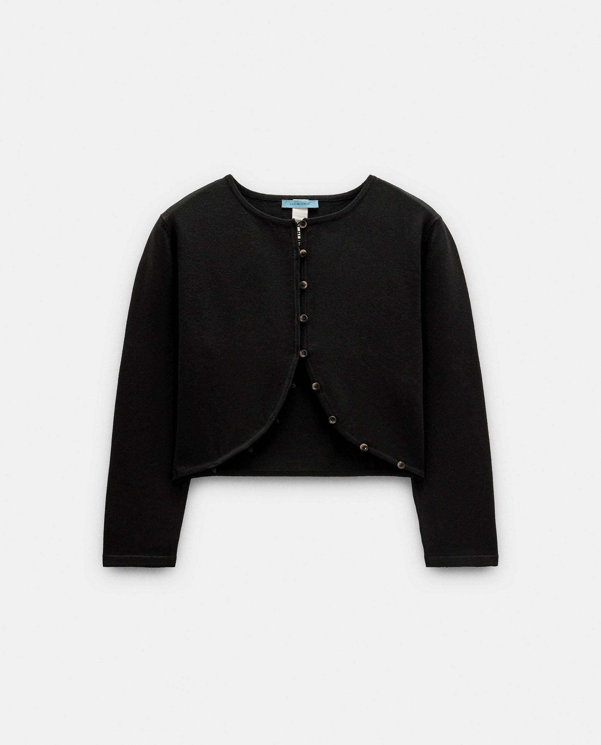 Cárdigan de mujer de punto crop con cierre de botones - Parfois - Negro Negro-6