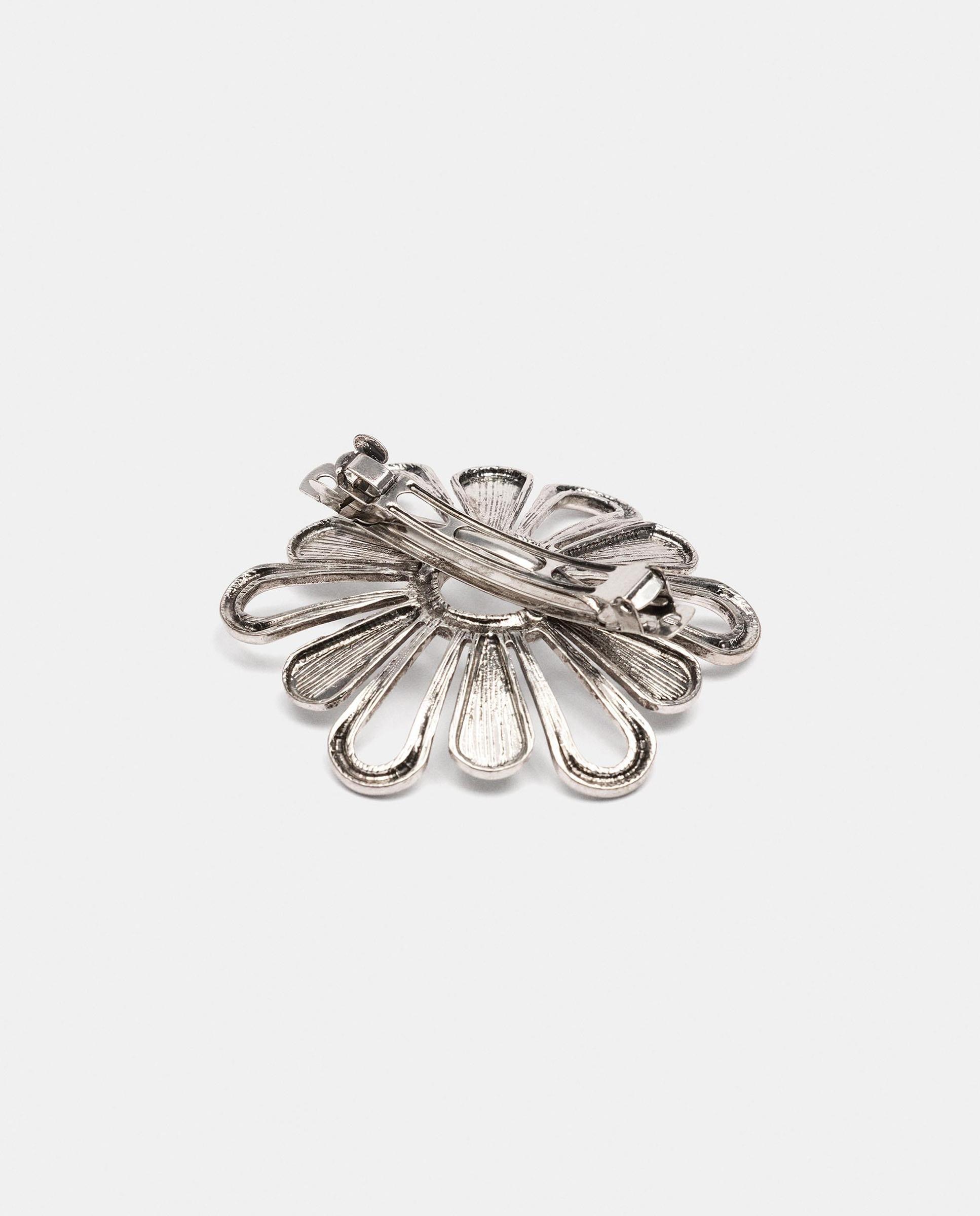 Pinza para el pelo con forma de flor - Parfois - Plata Plata-2
