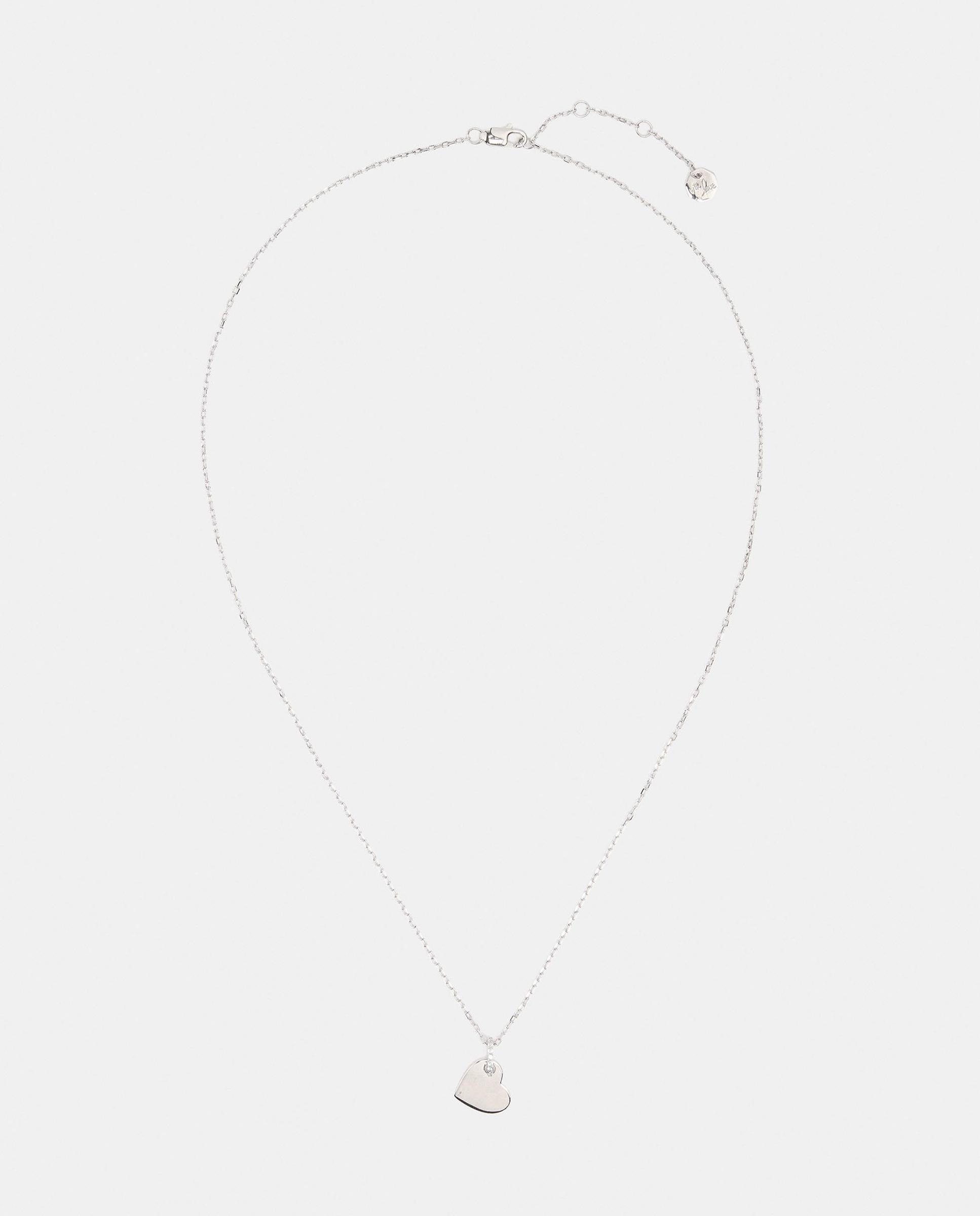 Imagen 0 de Collar de plata de ley bañado en oro de 18 k con abalorio de corazón Plateado
