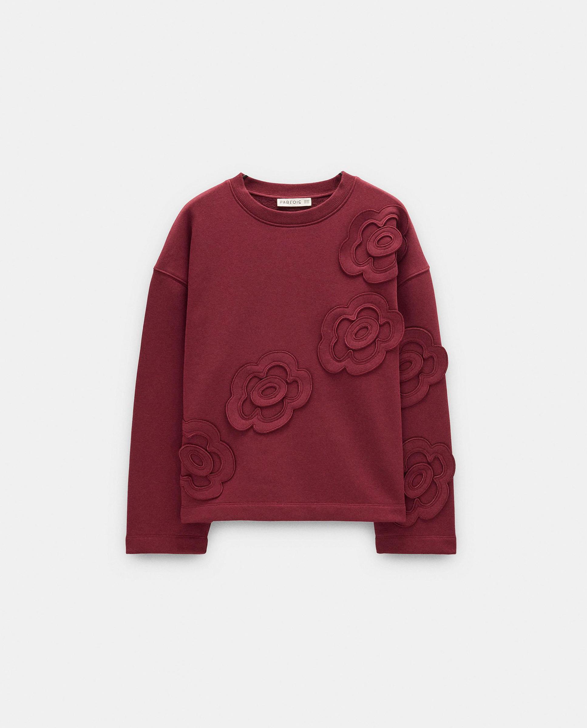 Imagen 5 de Jersey de mujer sin capucha con flores bordadas - Parfois - Burdeos Burdeos