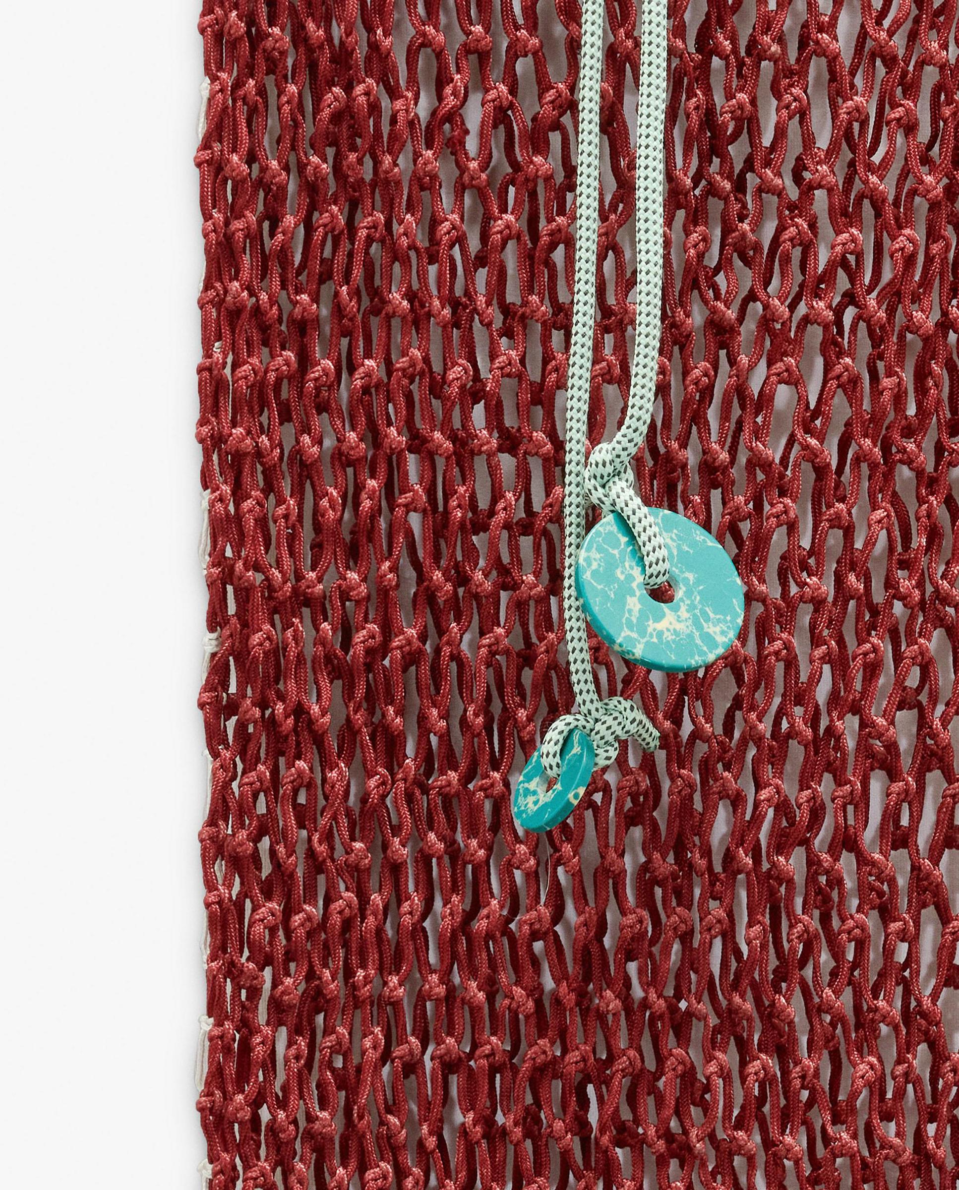 Falda midi de red abierta con cordón en cintura ajustable - Parfois - Burdeos Burdeos-6