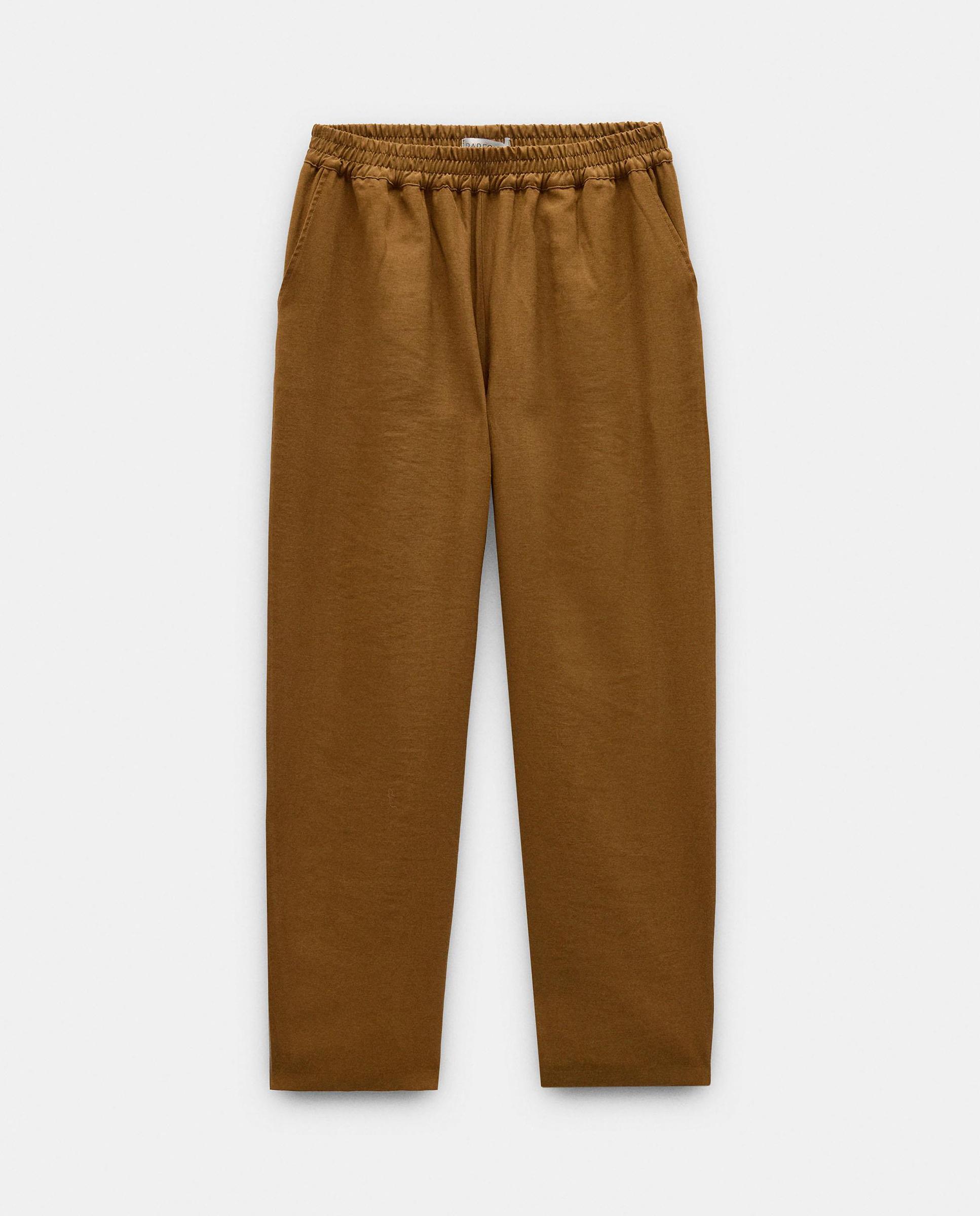 Pantalones anchos de mujer con cintura elástica en liso - Parfois - Camel Camel-7