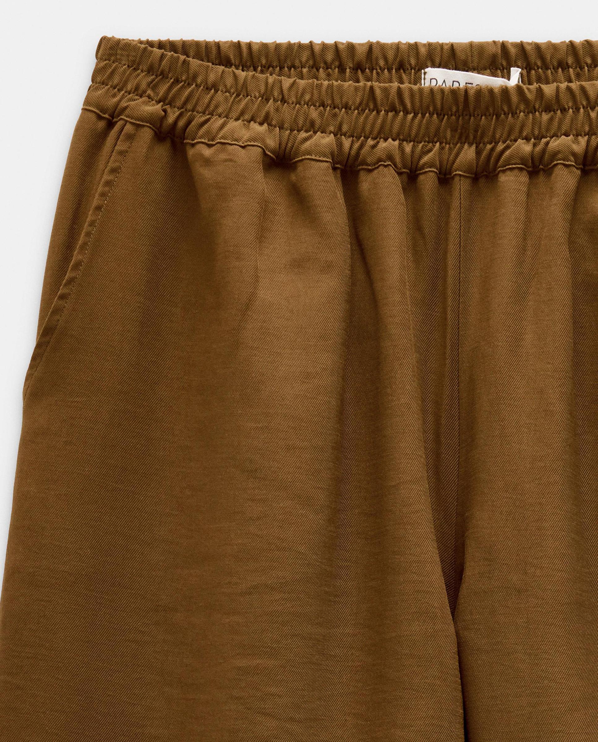 Pantalones anchos de mujer con cintura elástica en liso - Parfois - Camel Camel-6