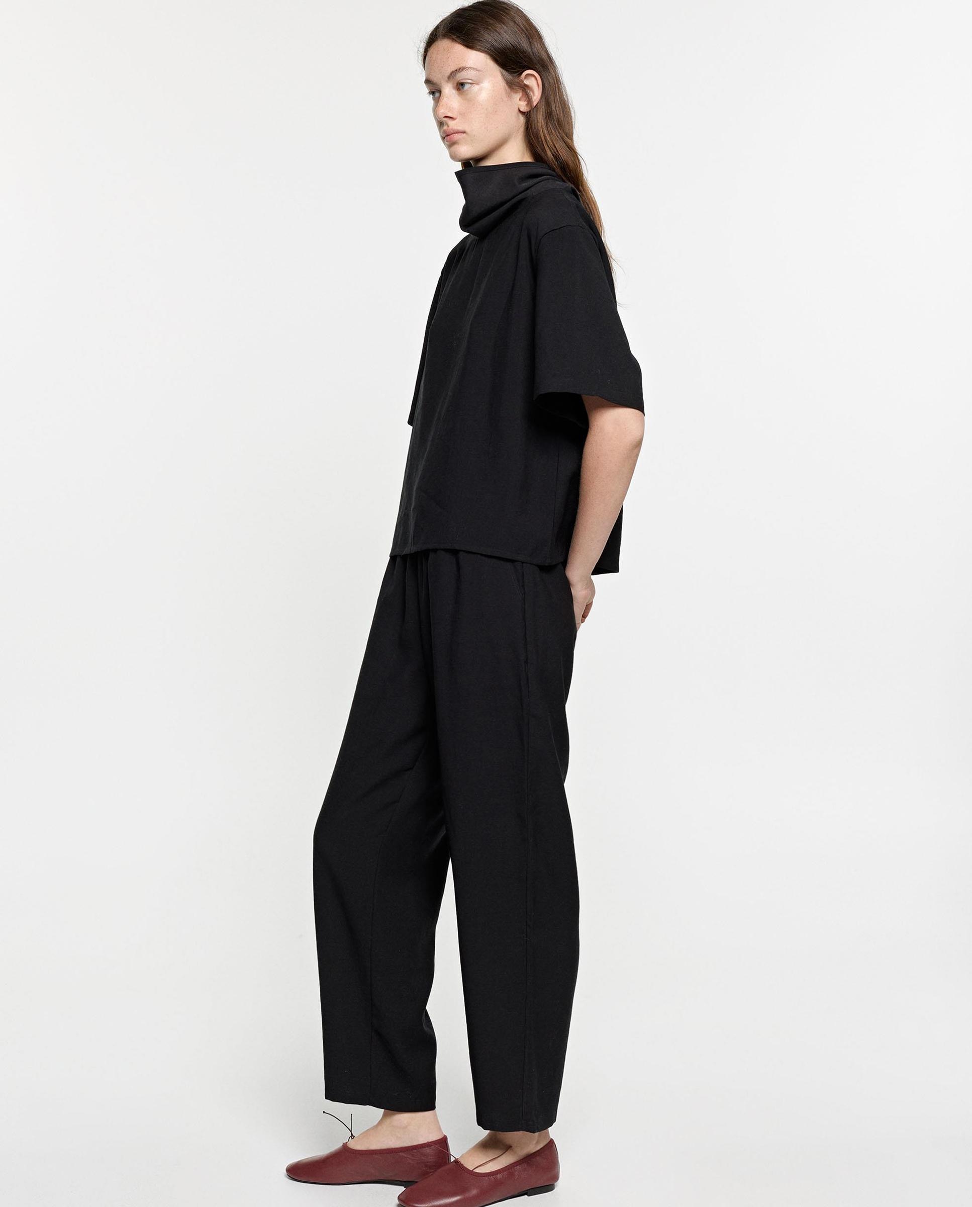 Pantalones anchos de mujer con cintura elástica en liso - Parfois - Negro Negro-3