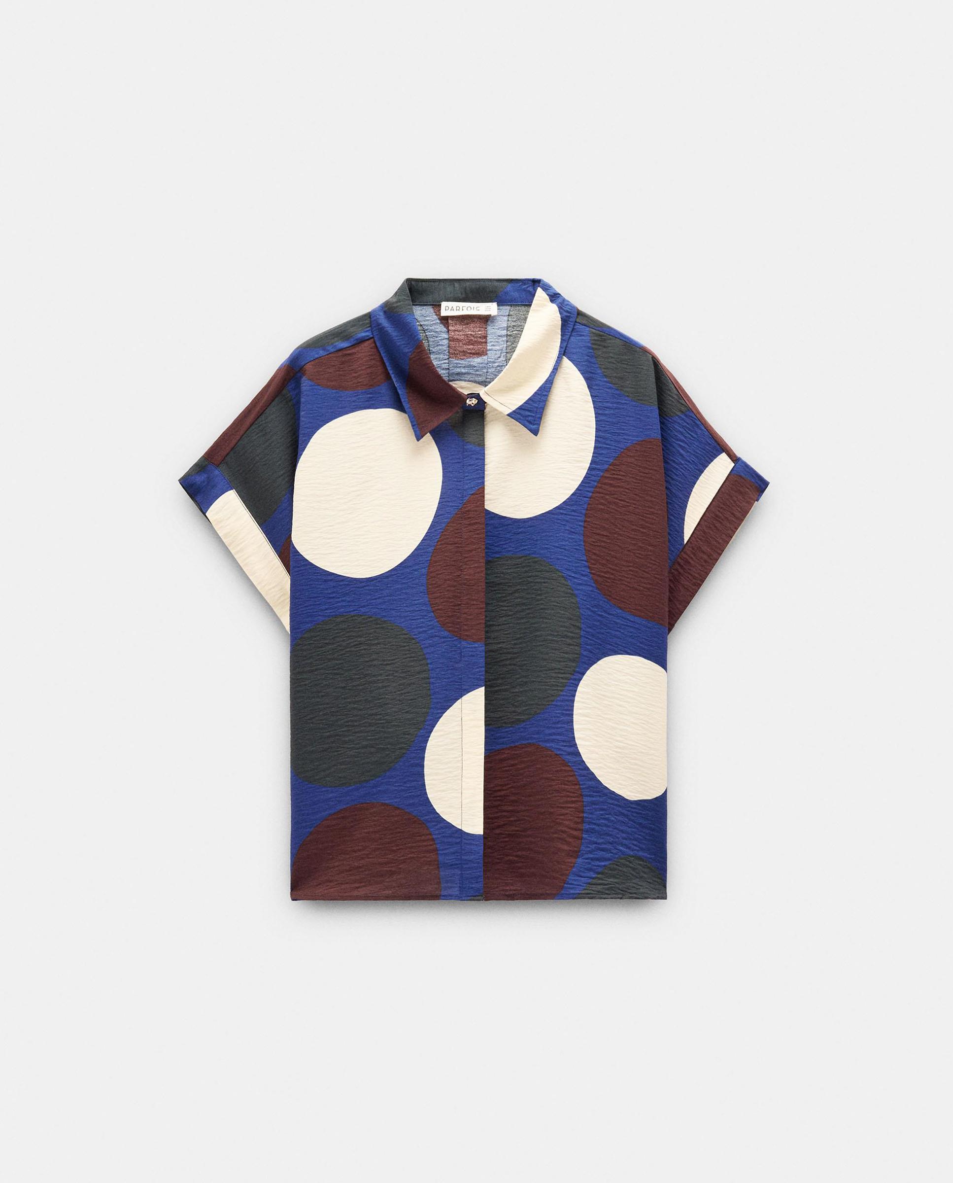 Camisa de mujer de manga corta con estampado geométrico - Parfois - Multicolor Multicolor-7