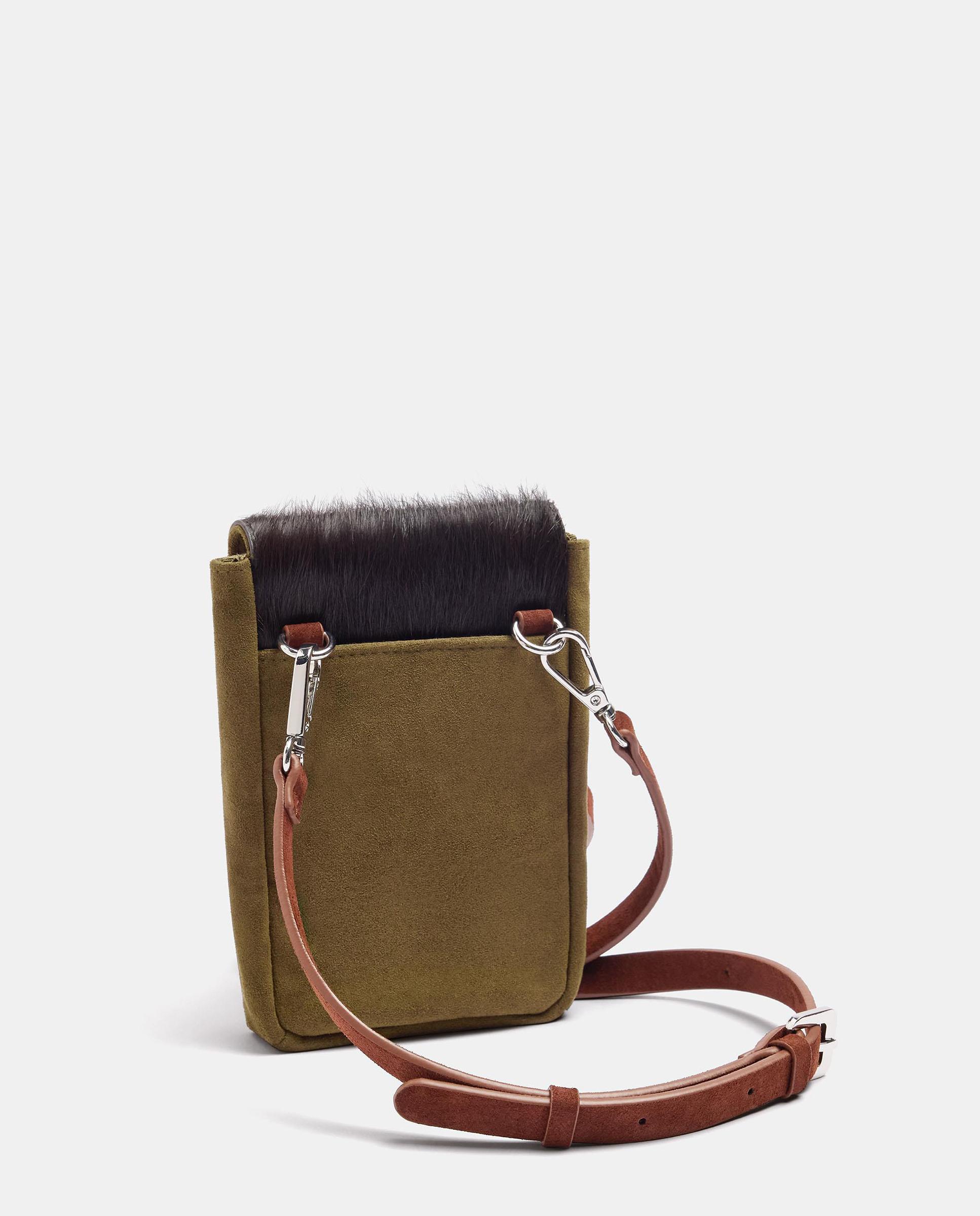 Bolso para móvil convertible a bandolera con pelito exterior y cierre de imán - Parfois - Kaki Kaki-2
