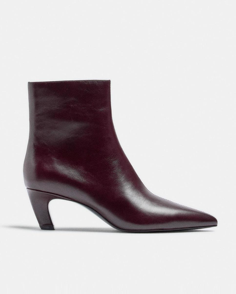 Imagen 1 de Botines básicos de mujer 100% piel con cierre de cremallera Burdeos