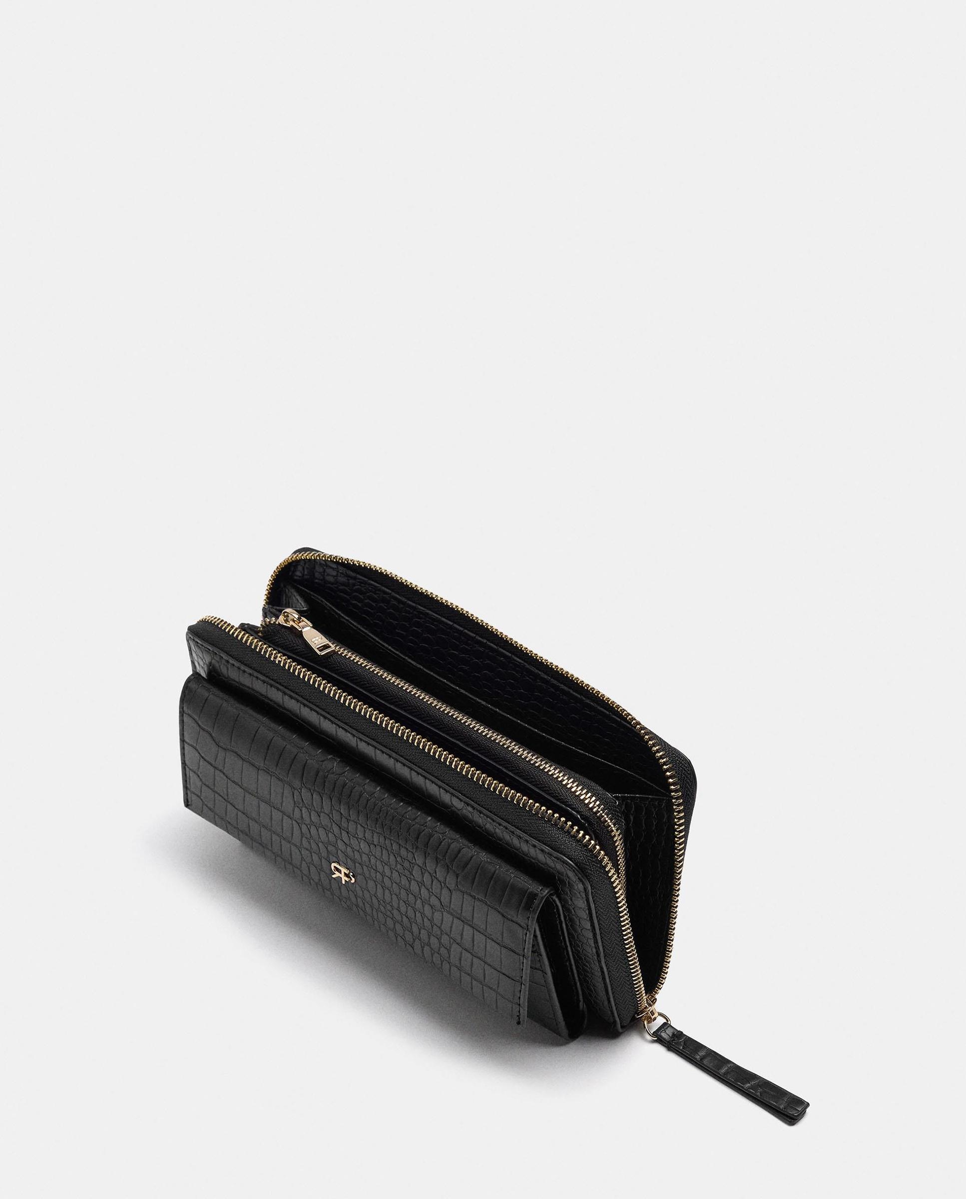 Cartera de mujer mediana con cierre de cremallera - Parfois - Negro Negro-4