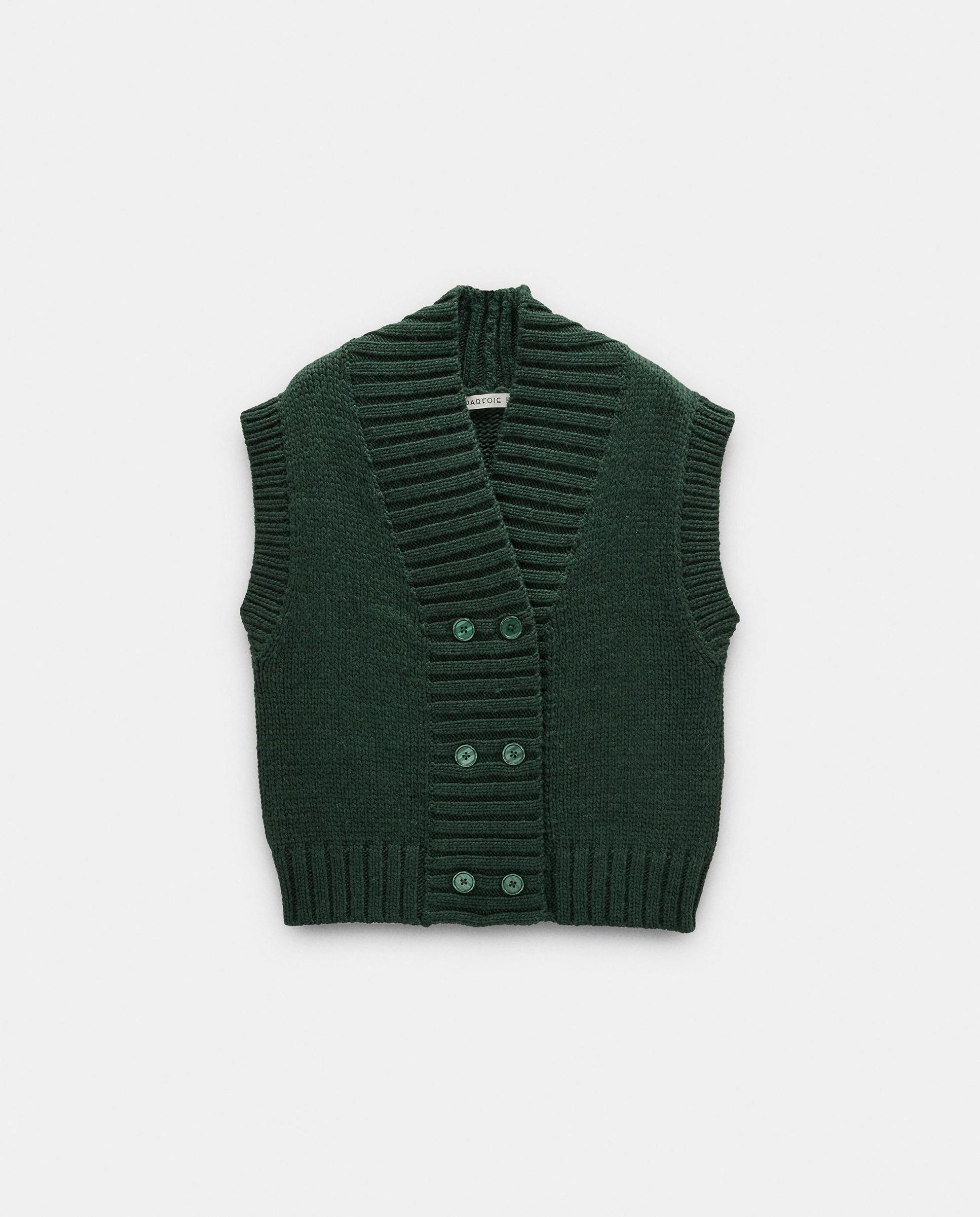 Chaleco de mujer de punto cruzado en liso - Parfois - Verde Verde-7