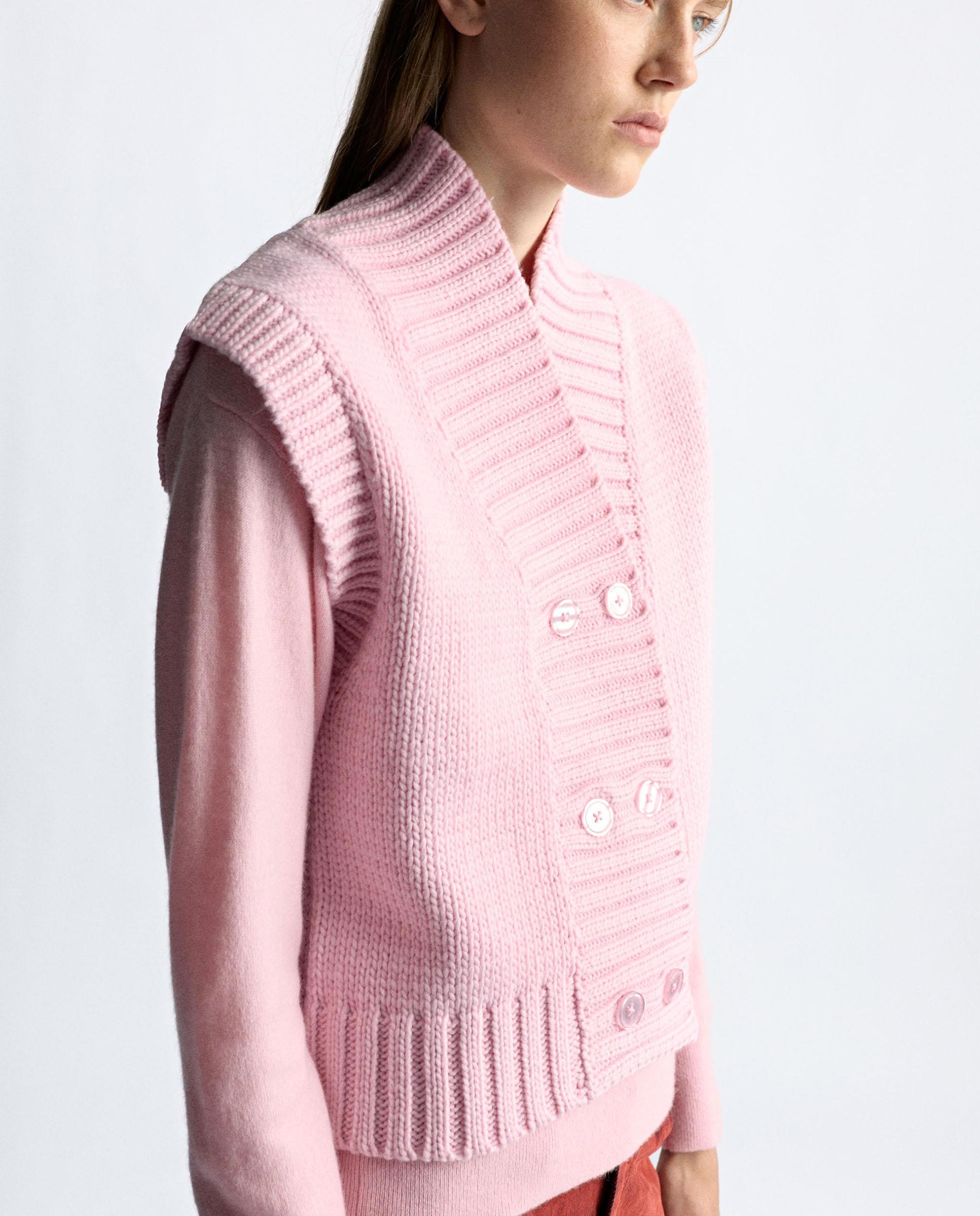 Chaleco de mujer de punto cruzado en liso - Parfois - Rosa Rosa-1