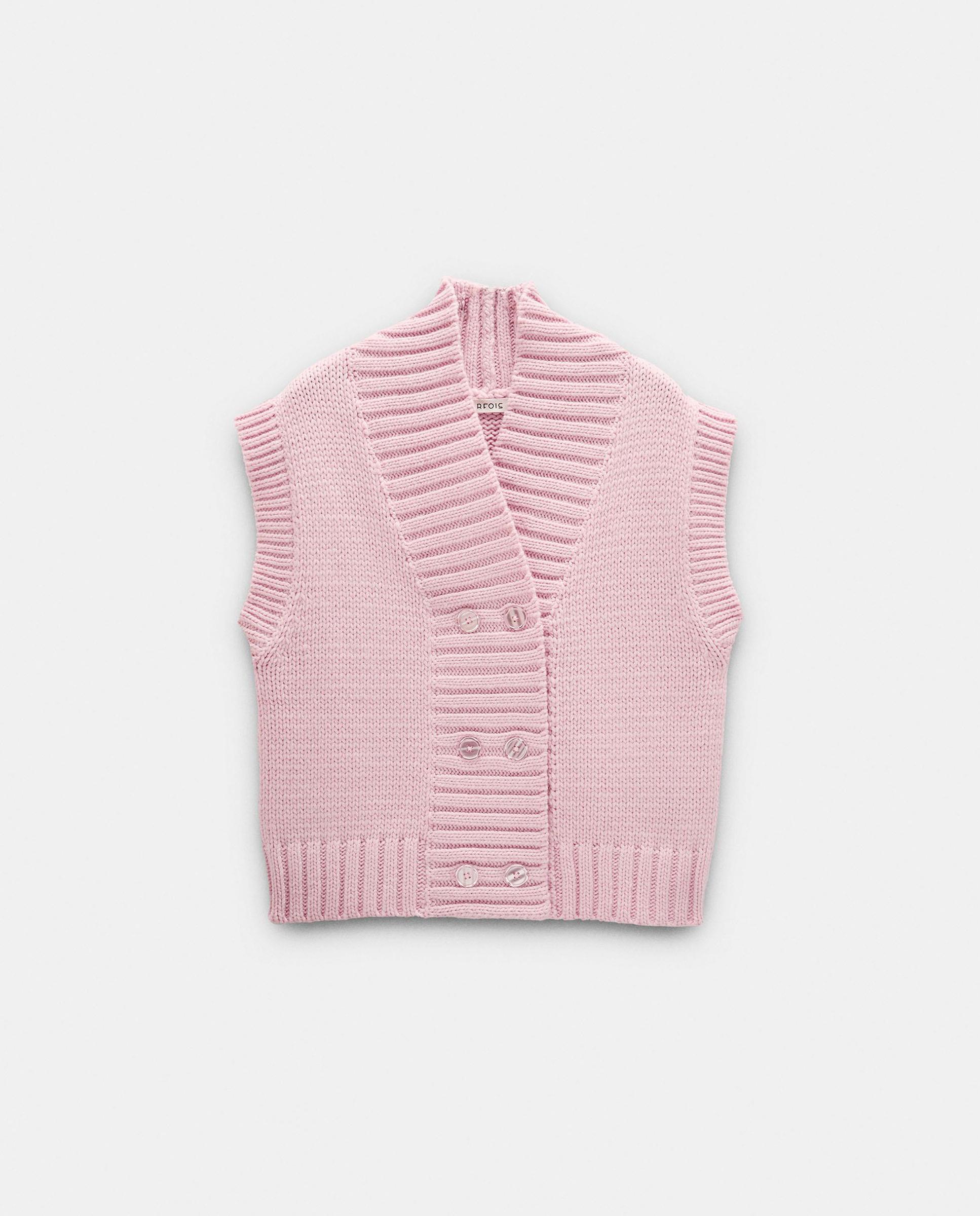 Chaleco de mujer de punto cruzado en liso - Parfois - Rosa Rosa-6