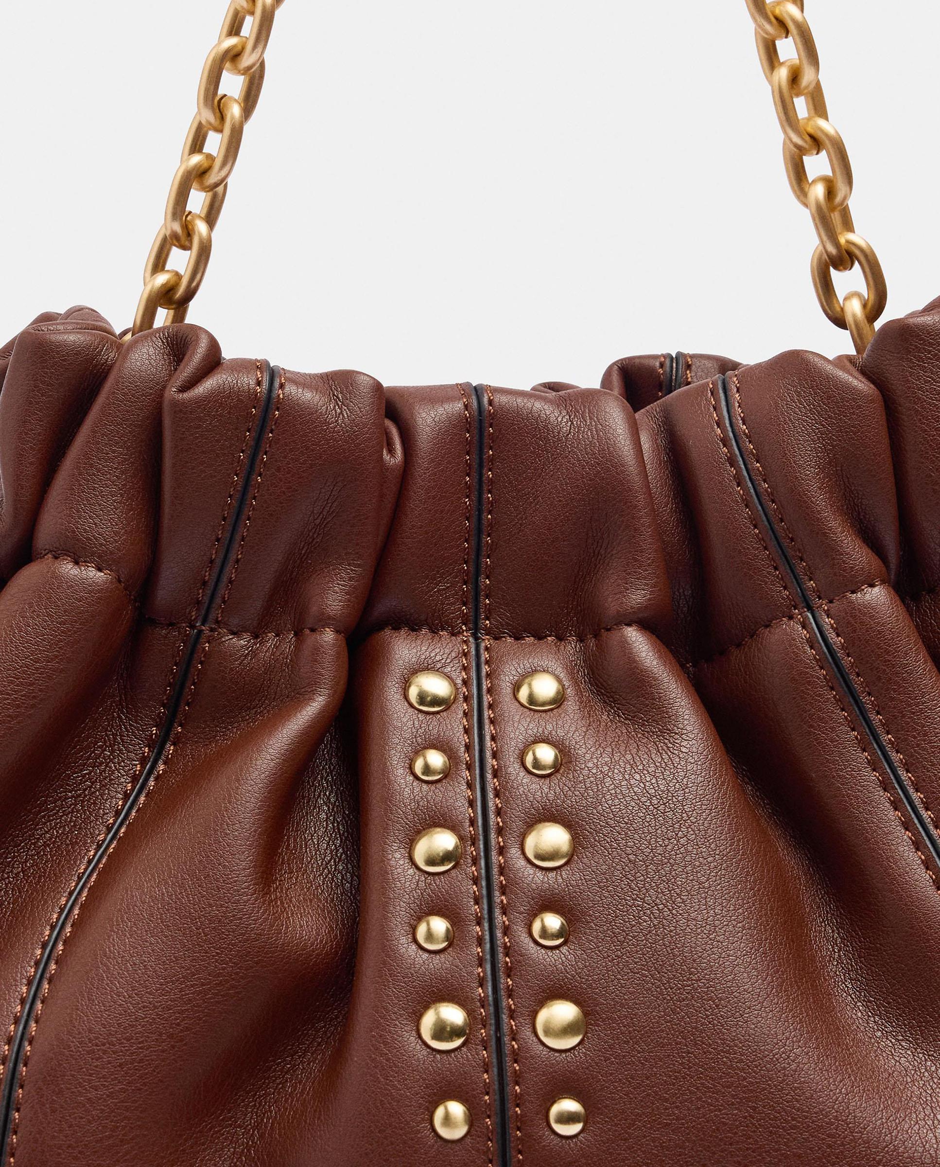 Bandolera de mujer estilo cubo con tachuelas en liso - Parfois - Marrón Marrón-3