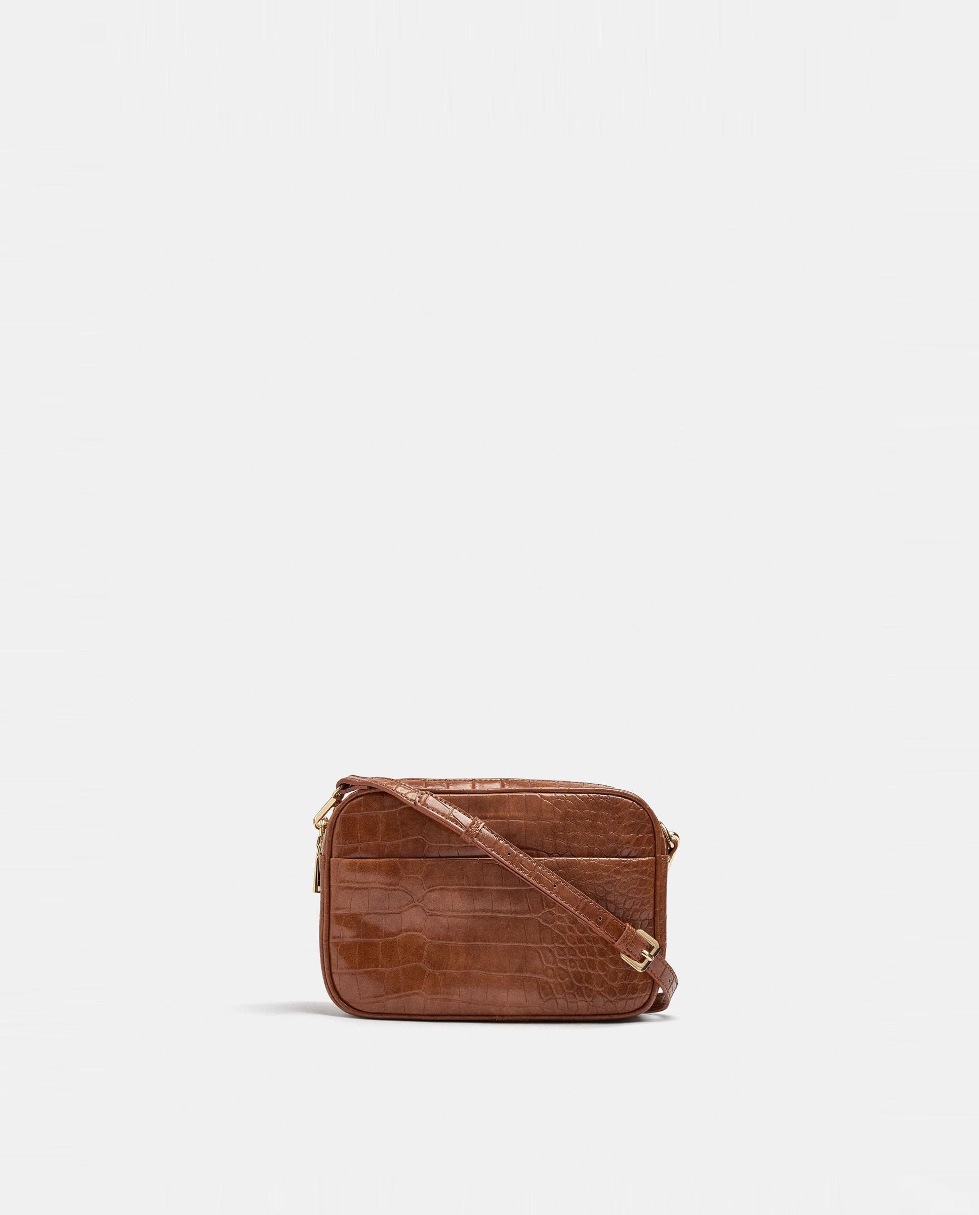 Bandolera de mujer pequeña con varios compartimentos y cierre de cremallera en liso - Parfois - Camel Camel-1