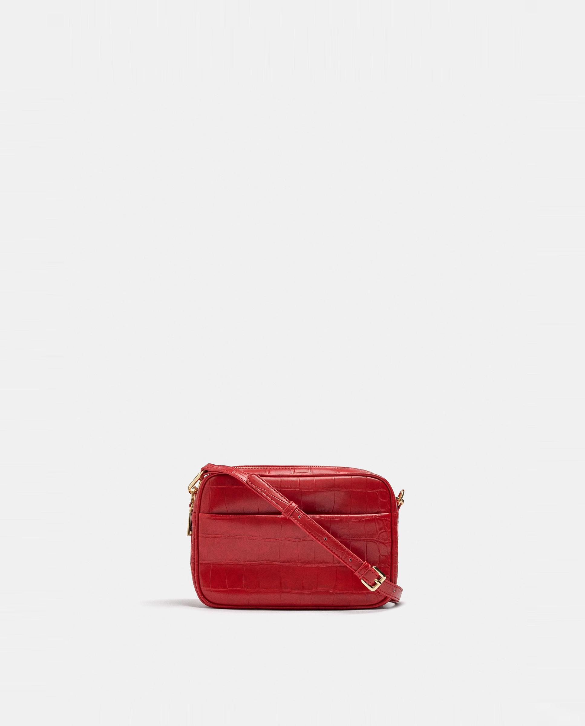 Bandolera de mujer pequeña con varios compartimentos y cierre de cremallera en liso - Parfois - Rojo Rojo-1