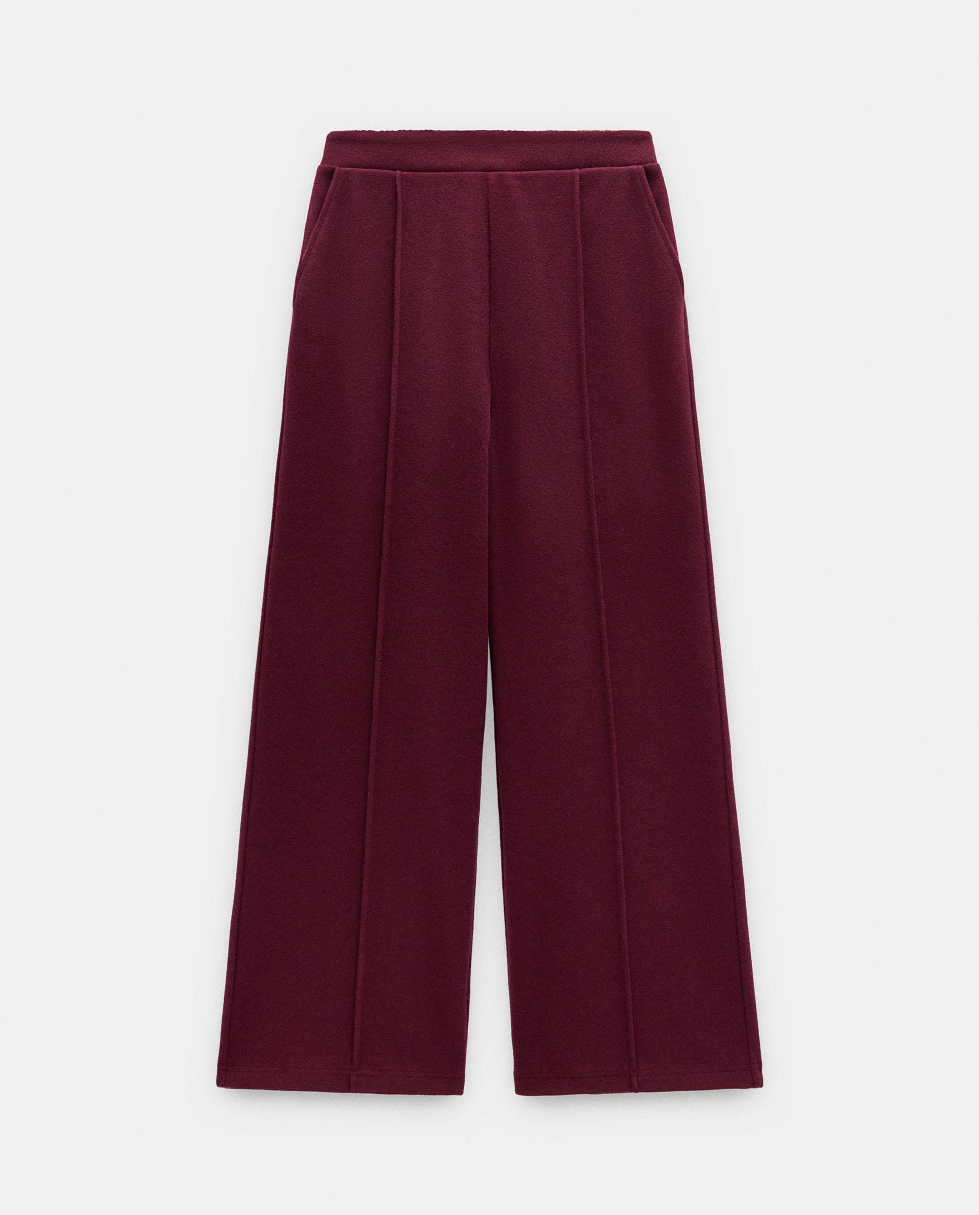 Imagen 6 de Pantalones rectos con cintura elástica en liso - Parfois - Burdeos Burdeos