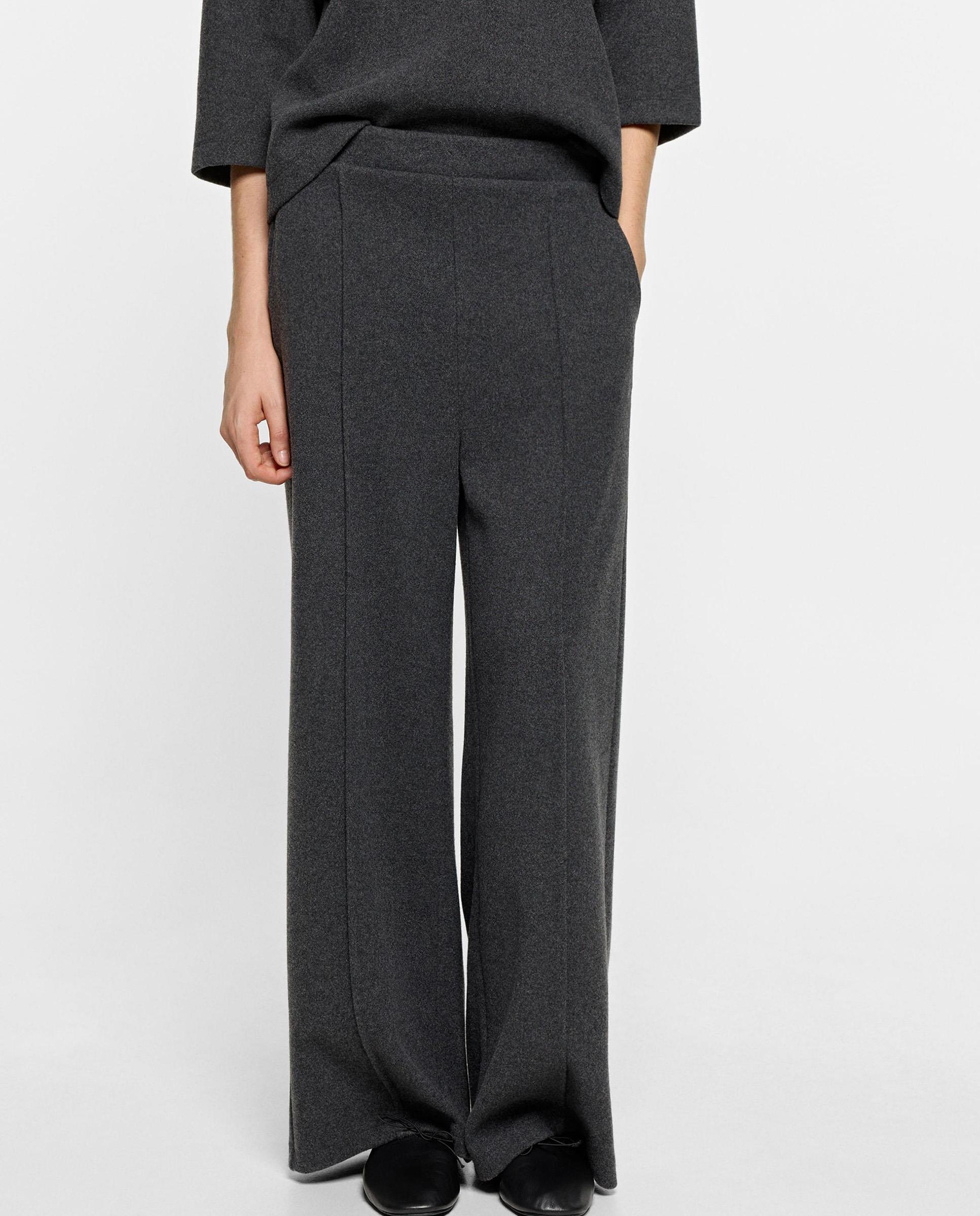 Imagen 2 de Pantalones rectos con cintura elástica en liso - Parfois - Gris Gris