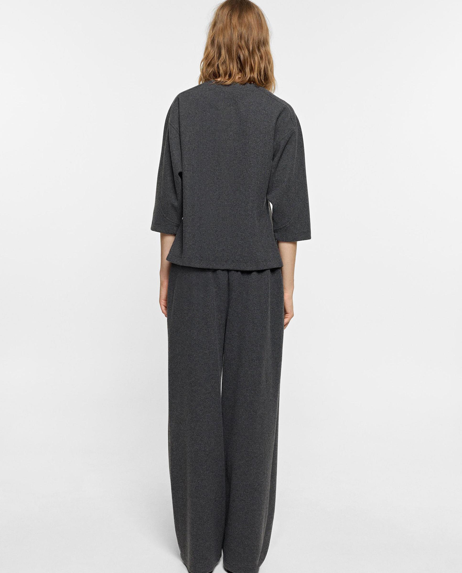 Imagen 4 de Pantalones rectos con cintura elástica en liso - Parfois - Gris Gris