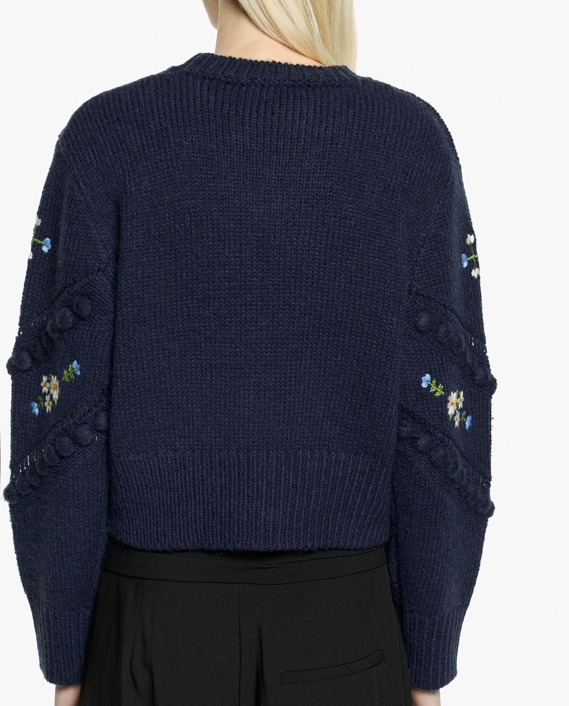 Imagen 4 de Jersey de mujer de punto de manga larga con flores bordadas - Parfois - Azul Azul