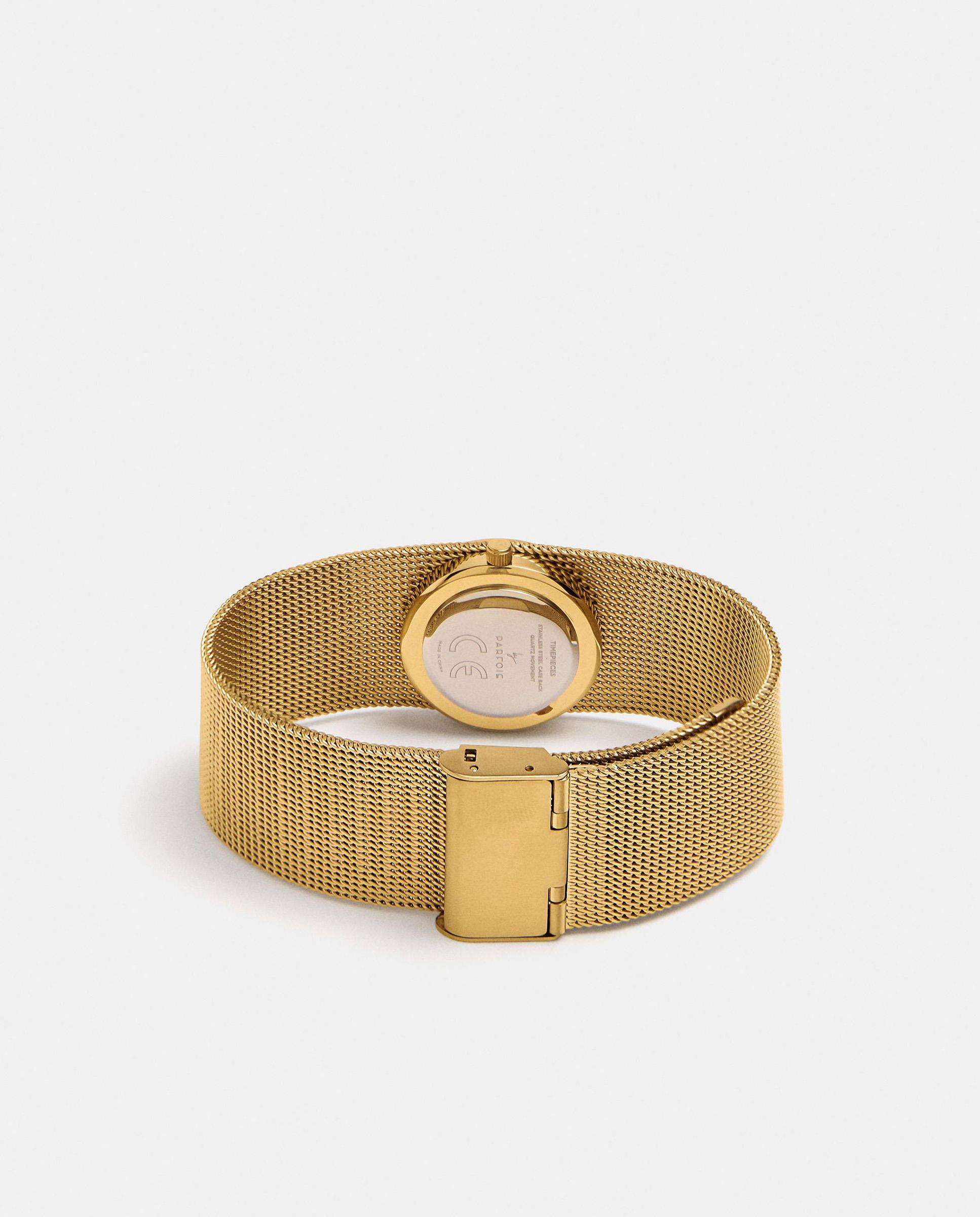 Imagen 3 de Reloj de mujer de acero inoxidable con correa maxi de malla metalizada - Parfois - Dorado Dorado