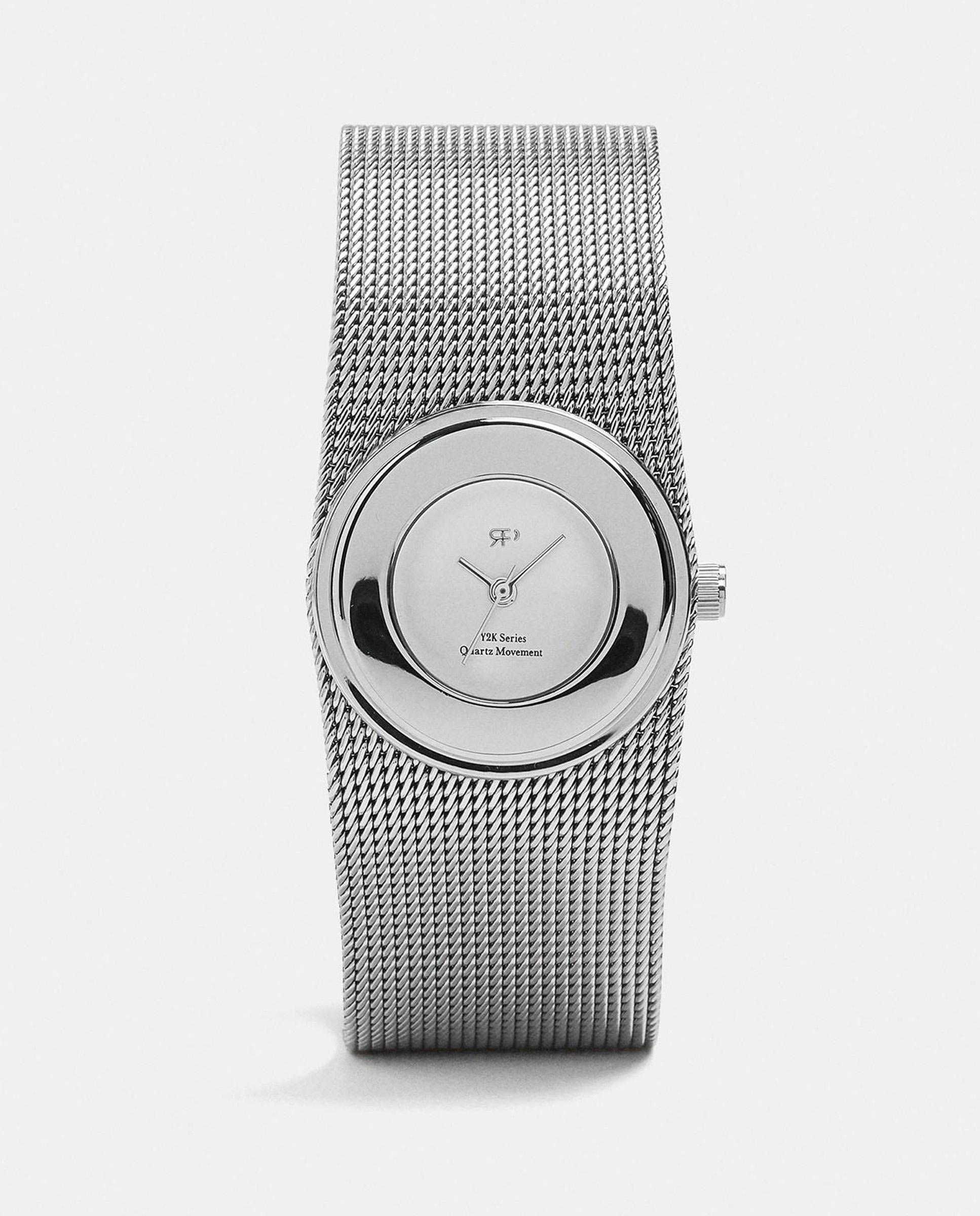 Imagen 1 de Reloj de mujer de acero inoxidable con correa maxi de malla metalizada Plateado