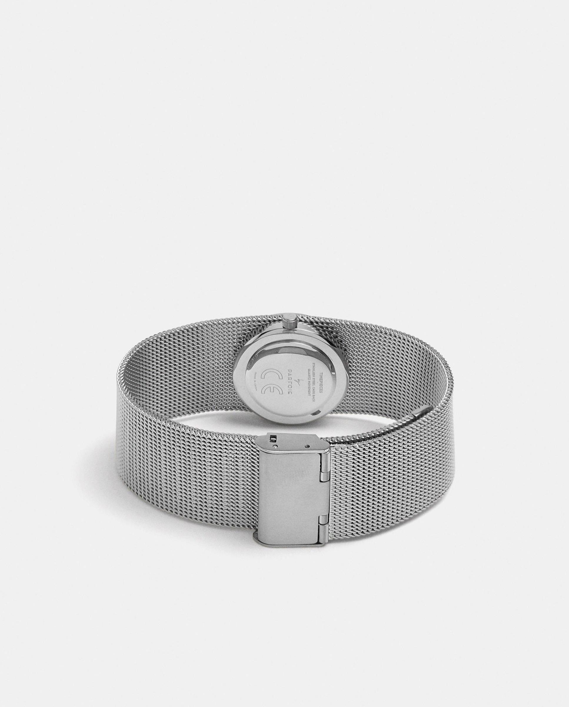 Imagen 3 de Reloj de mujer de acero inoxidable con correa maxi de malla metalizada - Parfois - Plateado Plateado
