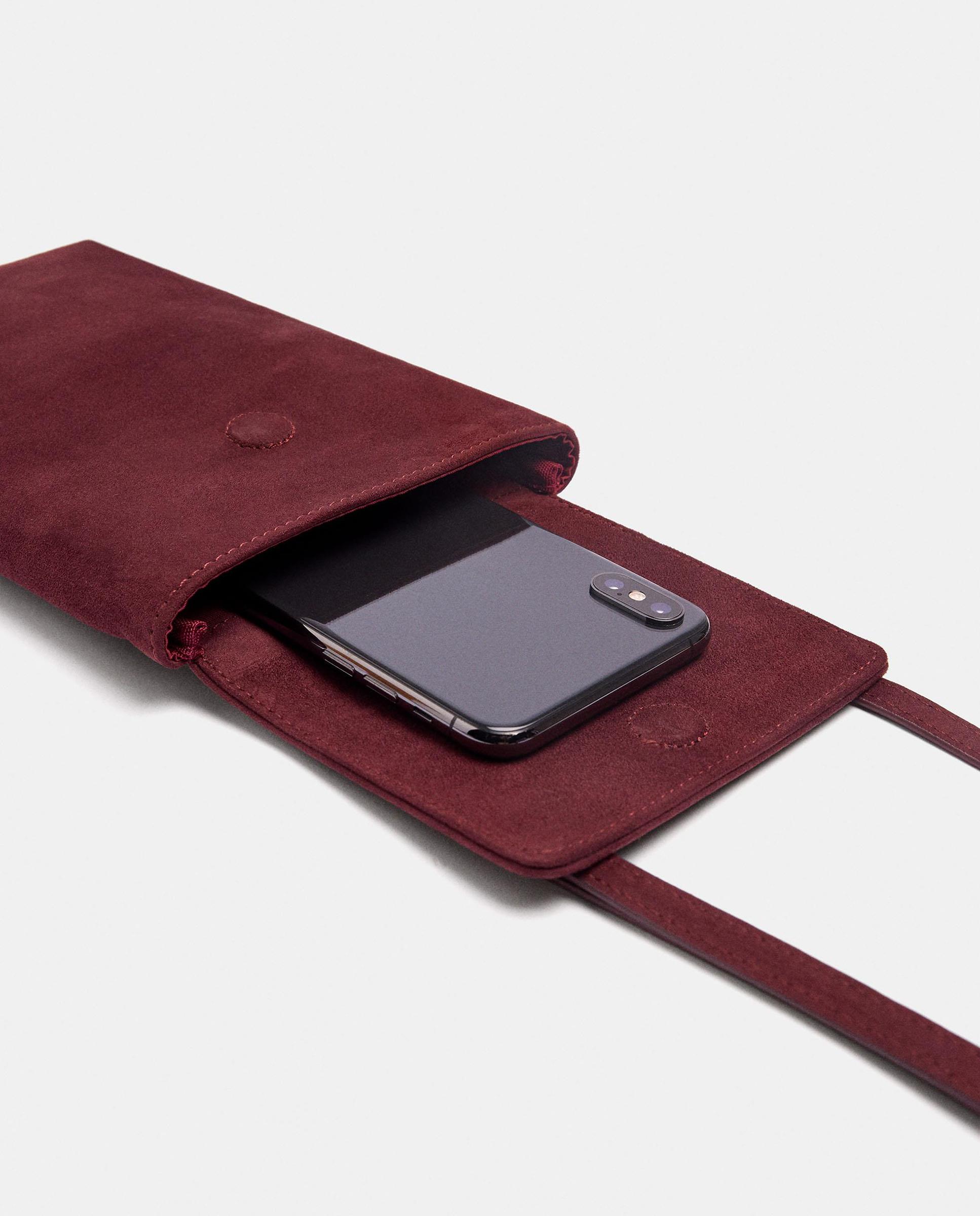 Bolso para móvil convertible a bandolera con cierre imantado en liso - Parfois - Burdeos Burdeos-3