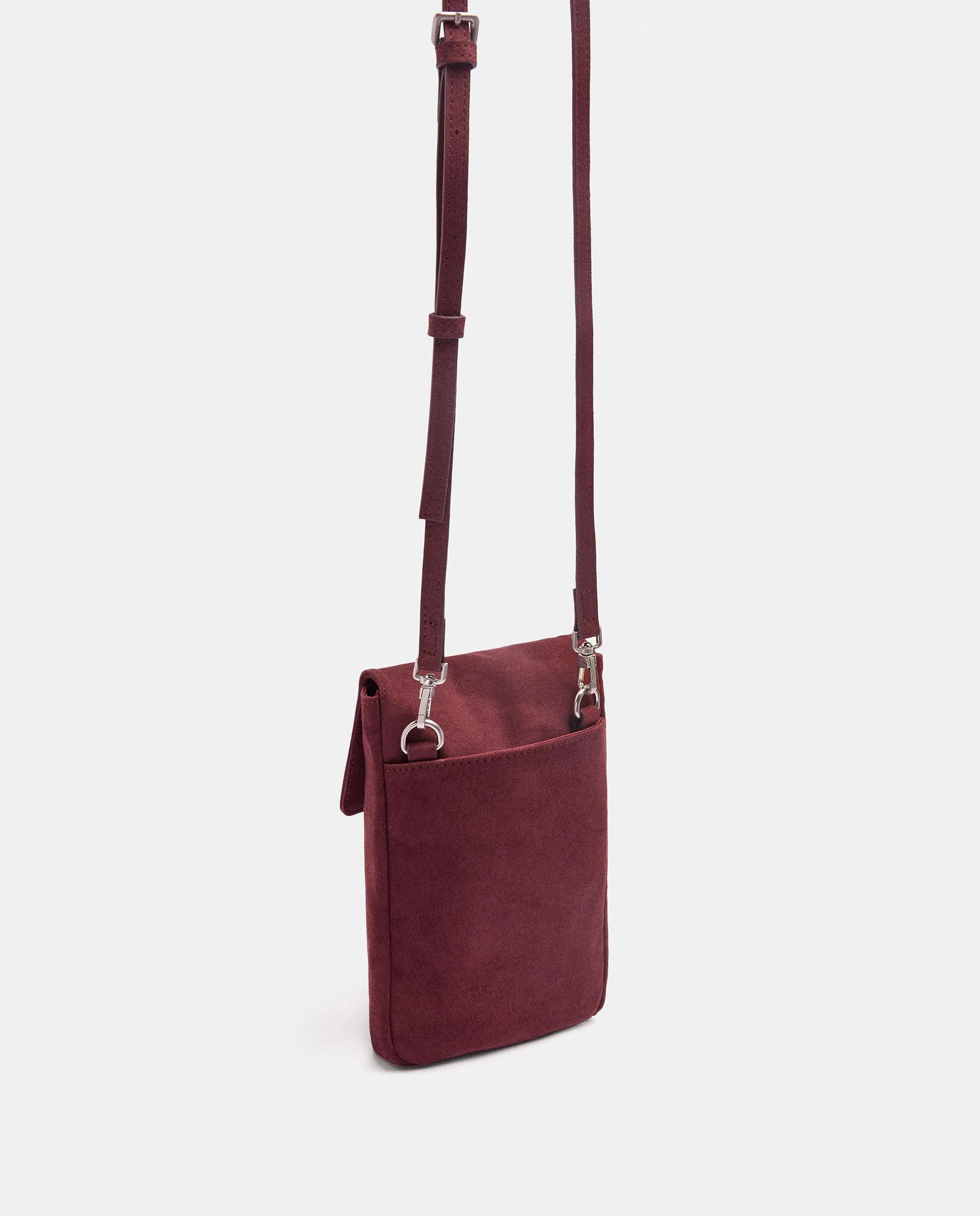 Bolso para móvil convertible a bandolera con cierre imantado en liso - Parfois - Burdeos Burdeos-2
