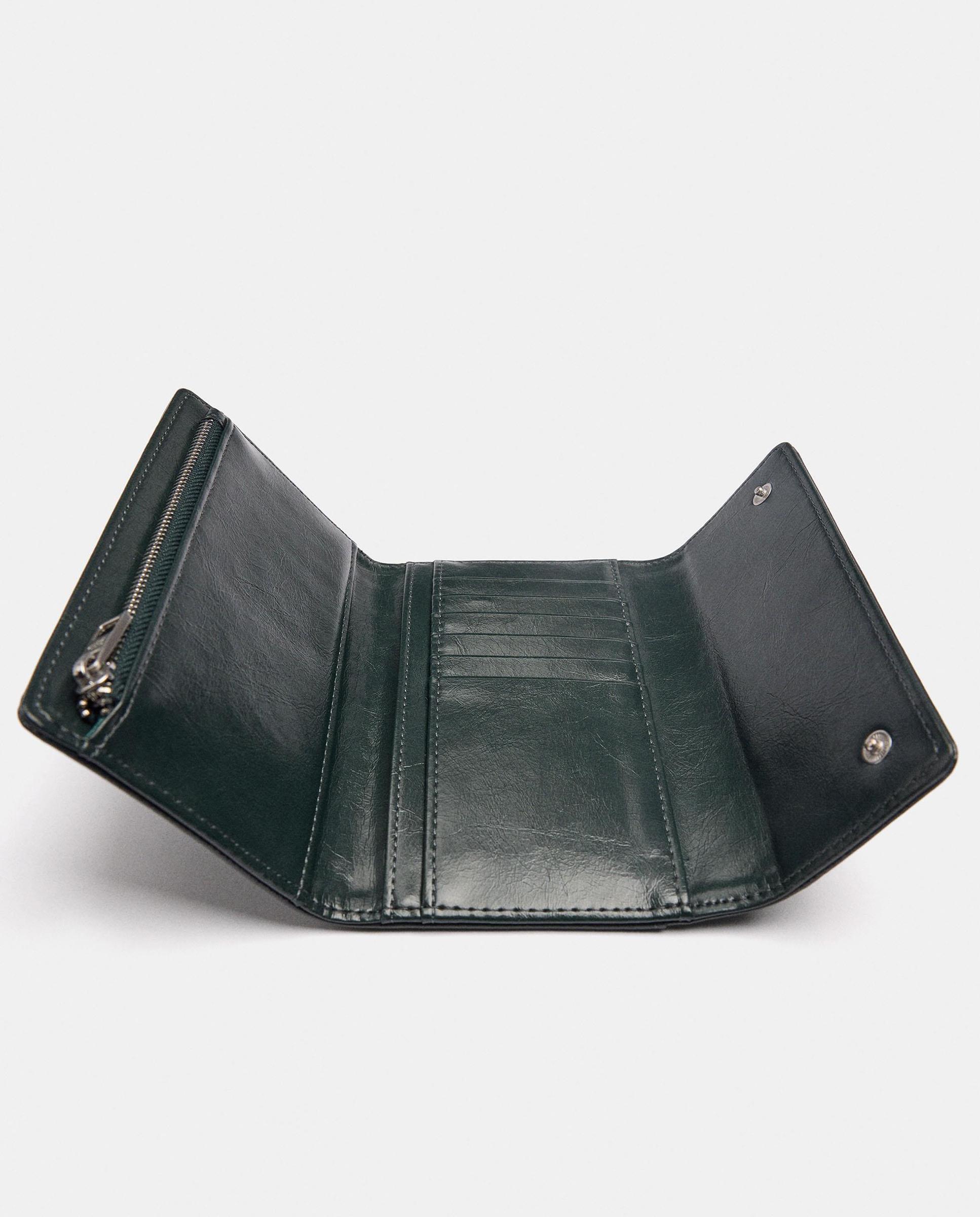 Cartera de mujer mediana con cierre de botón - Parfois - Verde Verde-4