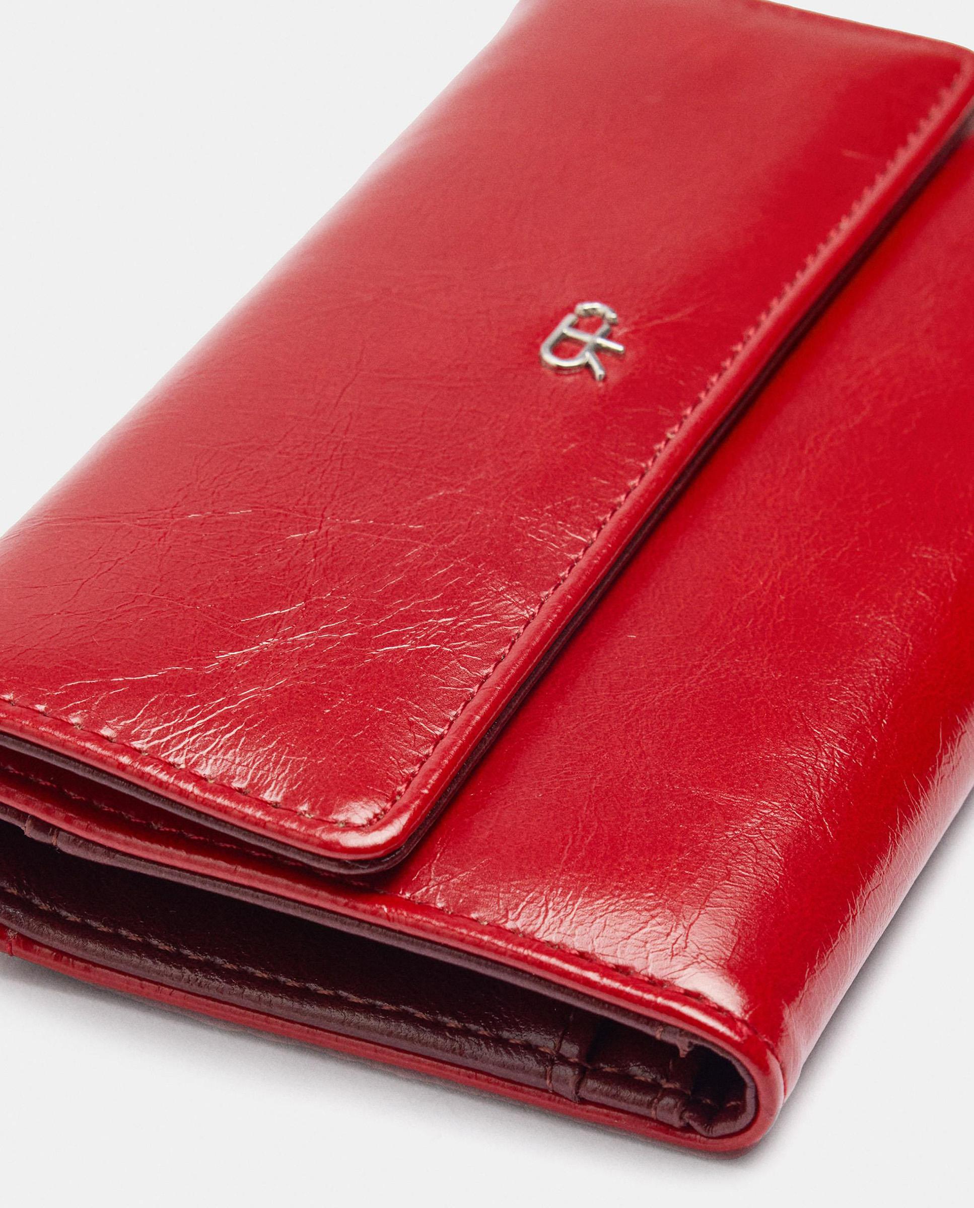 Cartera de mujer mediana con solapa y cierre imantado - Parfois - Rojo Rojo-3