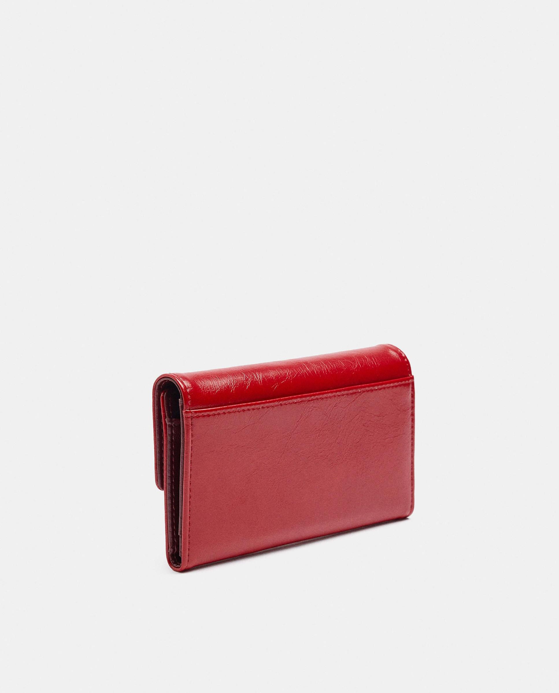 Cartera de mujer mediana con solapa y cierre imantado - Parfois - Rojo Rojo-2
