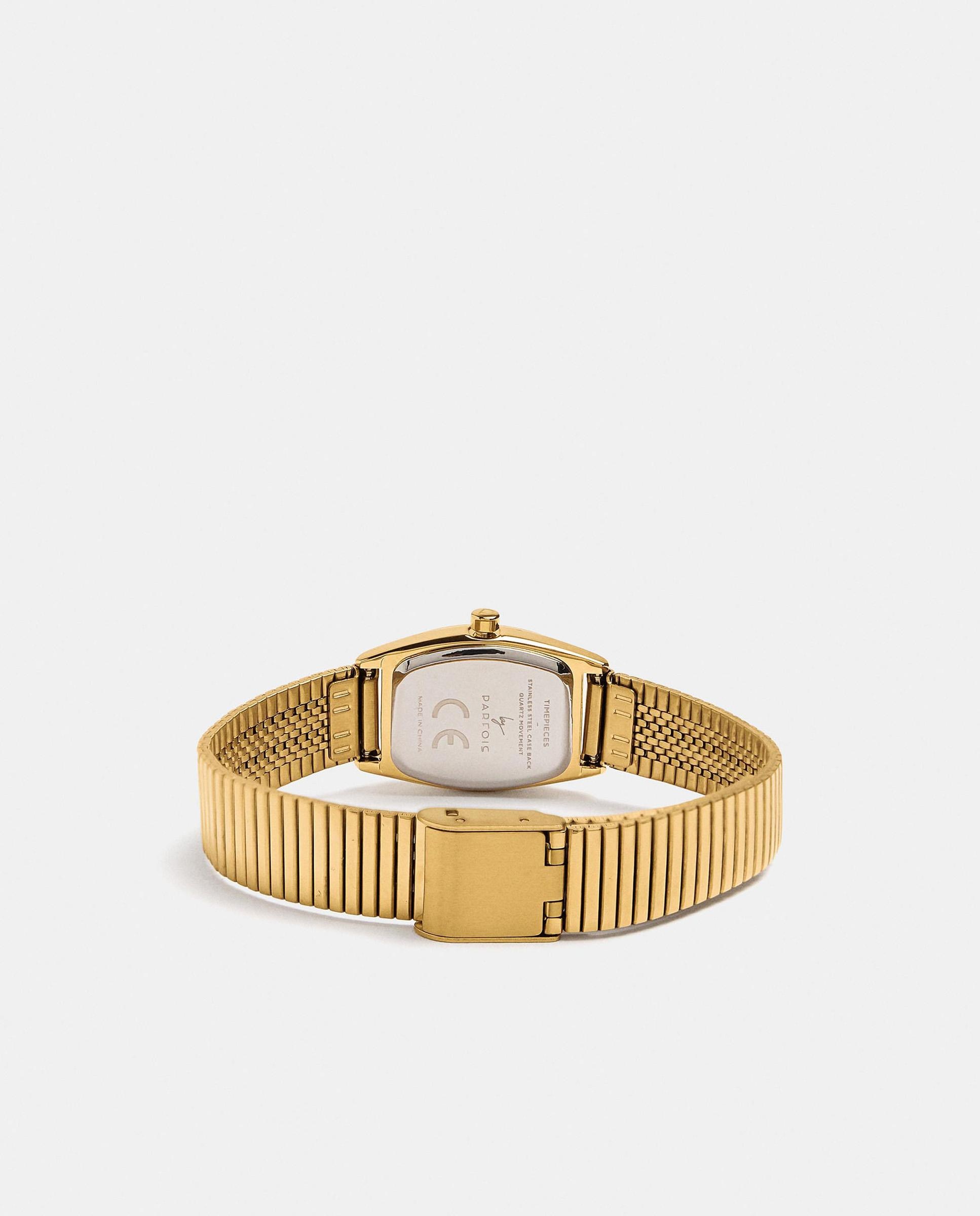 Imagen 3 de Reloj de mujer de acero inoxidable cuadrado con circonitas decorativas - Parfois - Dorado Dorado