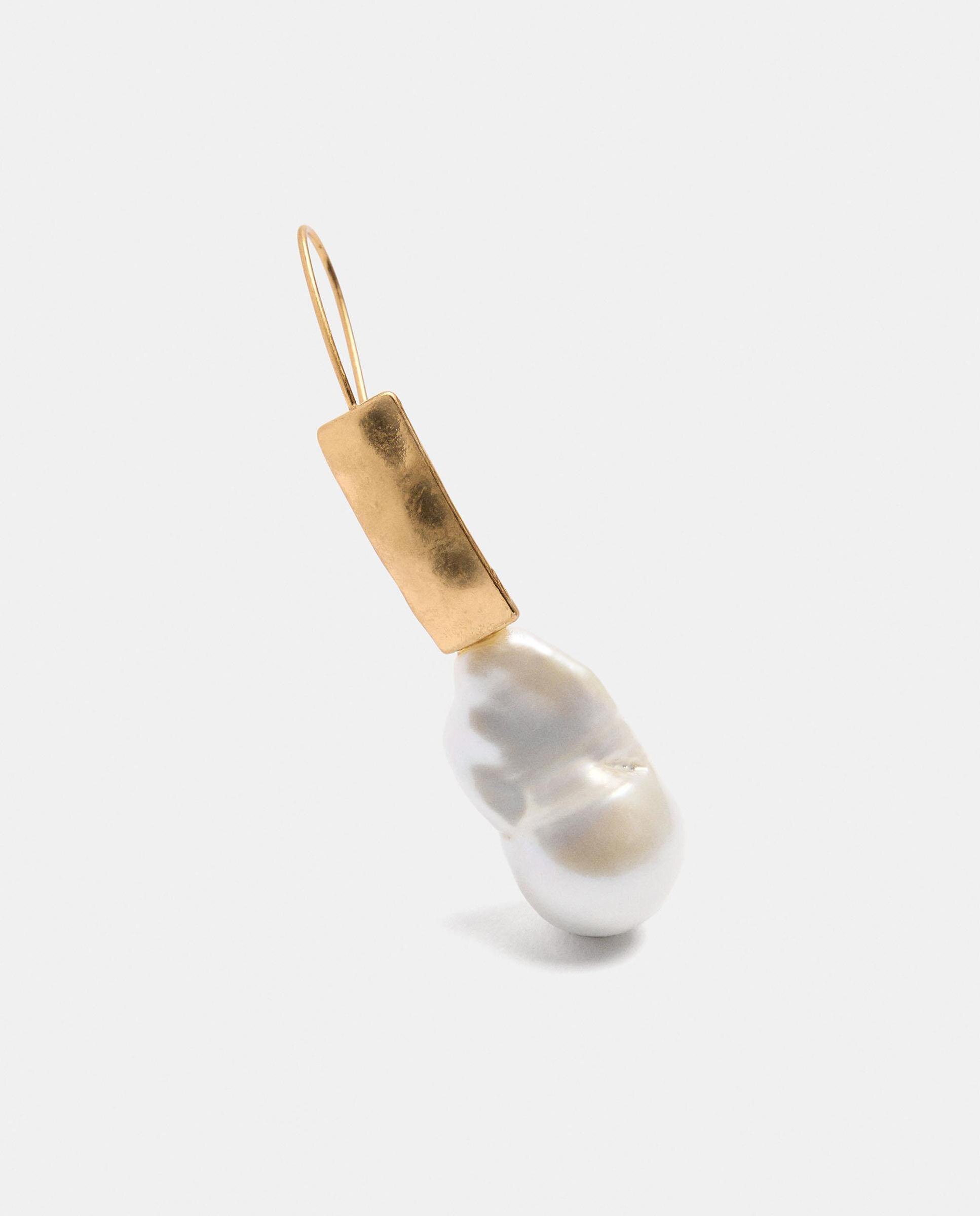 Pendientes con barra metalizada y perla decorativa - Parfois - Blanco Blanco-3