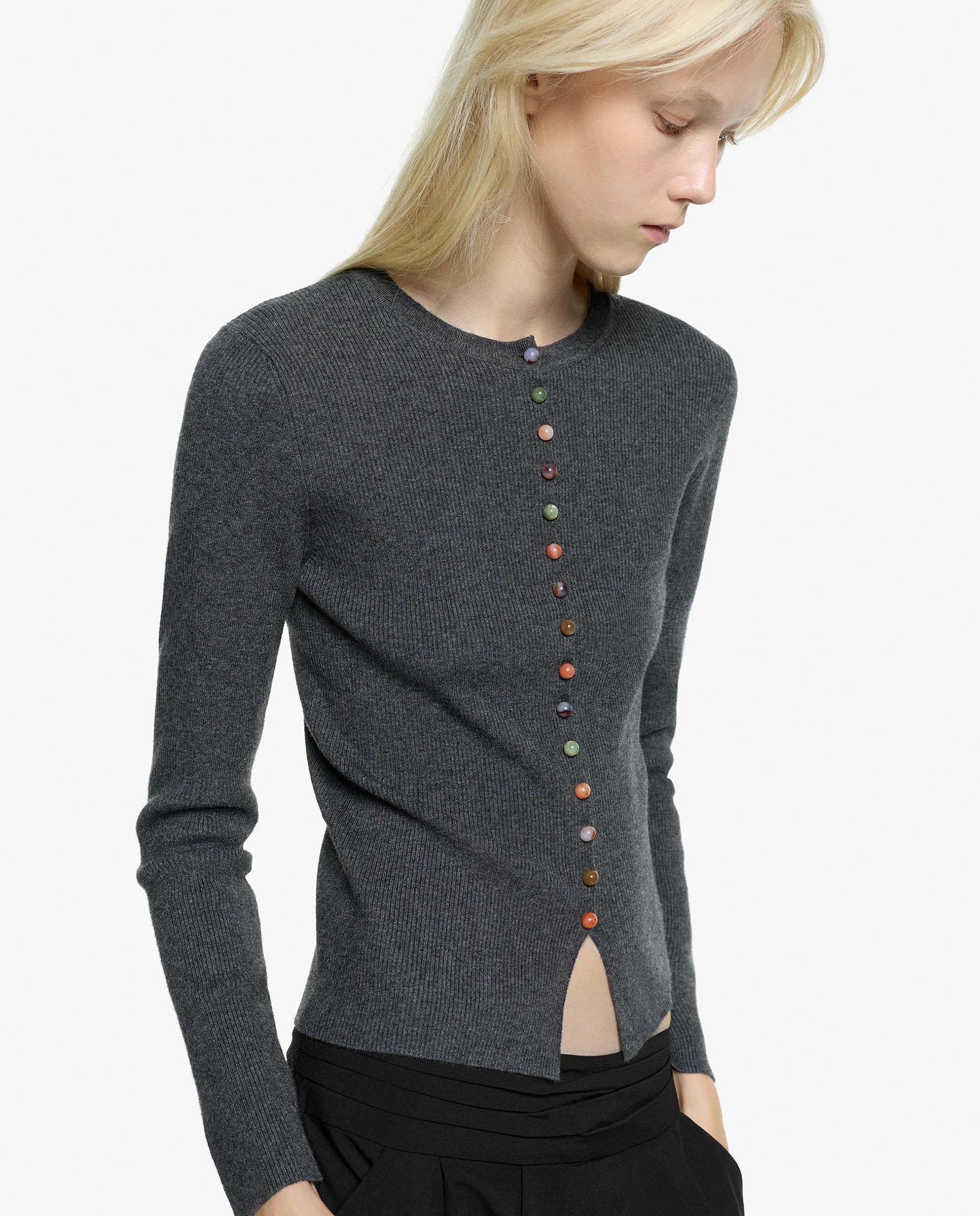 Imagen 1 de Cárdigan de mujer de punto con botones en liso - Parfois - Gris Gris