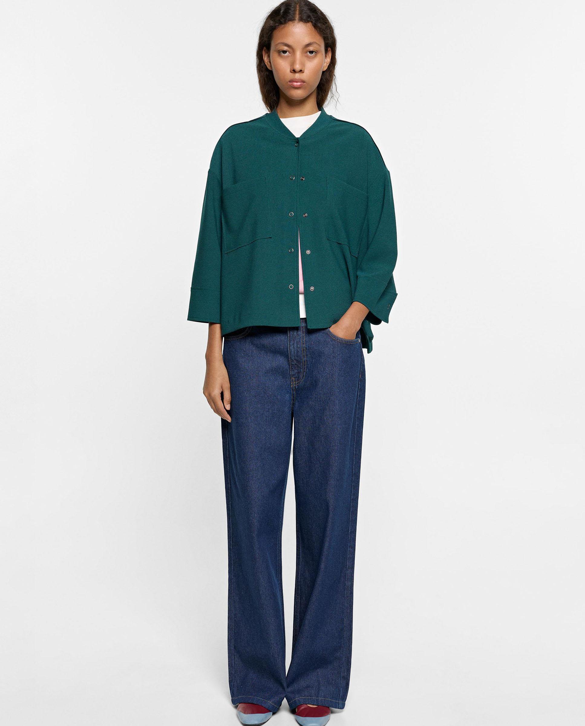 Chaqueta de mujer con botones en liso - Parfois - Verde Agua Verde Agua-2