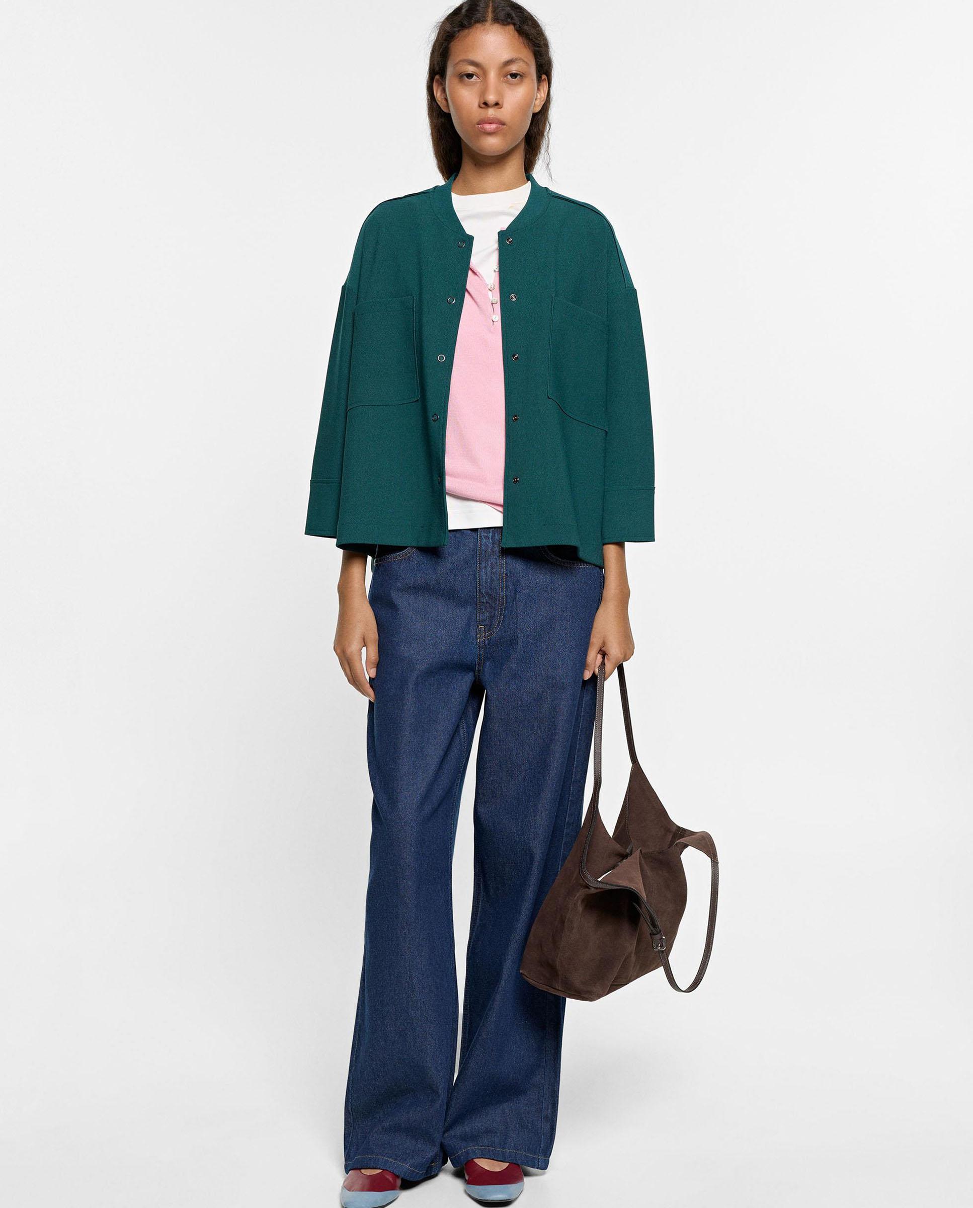 Chaqueta de mujer con botones en liso - Parfois - Verde Agua Verde Agua-4