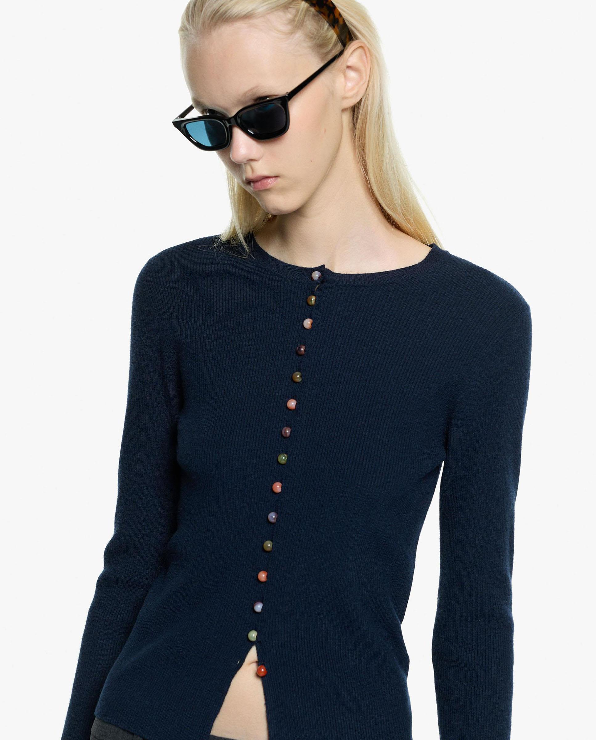 Imagen 1 de Cárdigan de mujer de punto con botones en liso Azul