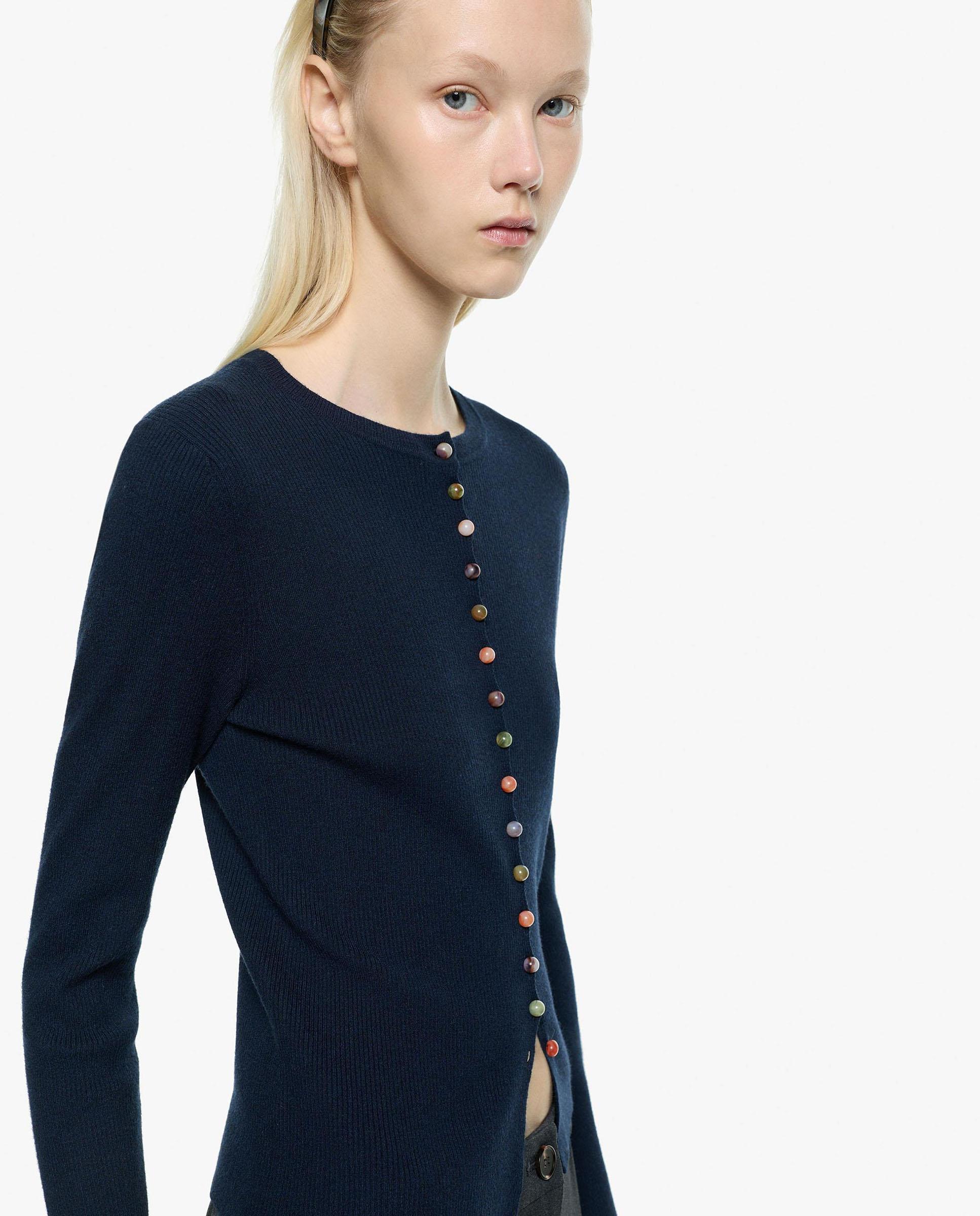 Imagen 4 de Cárdigan de mujer de punto con botones en liso - Parfois - Azul Azul
