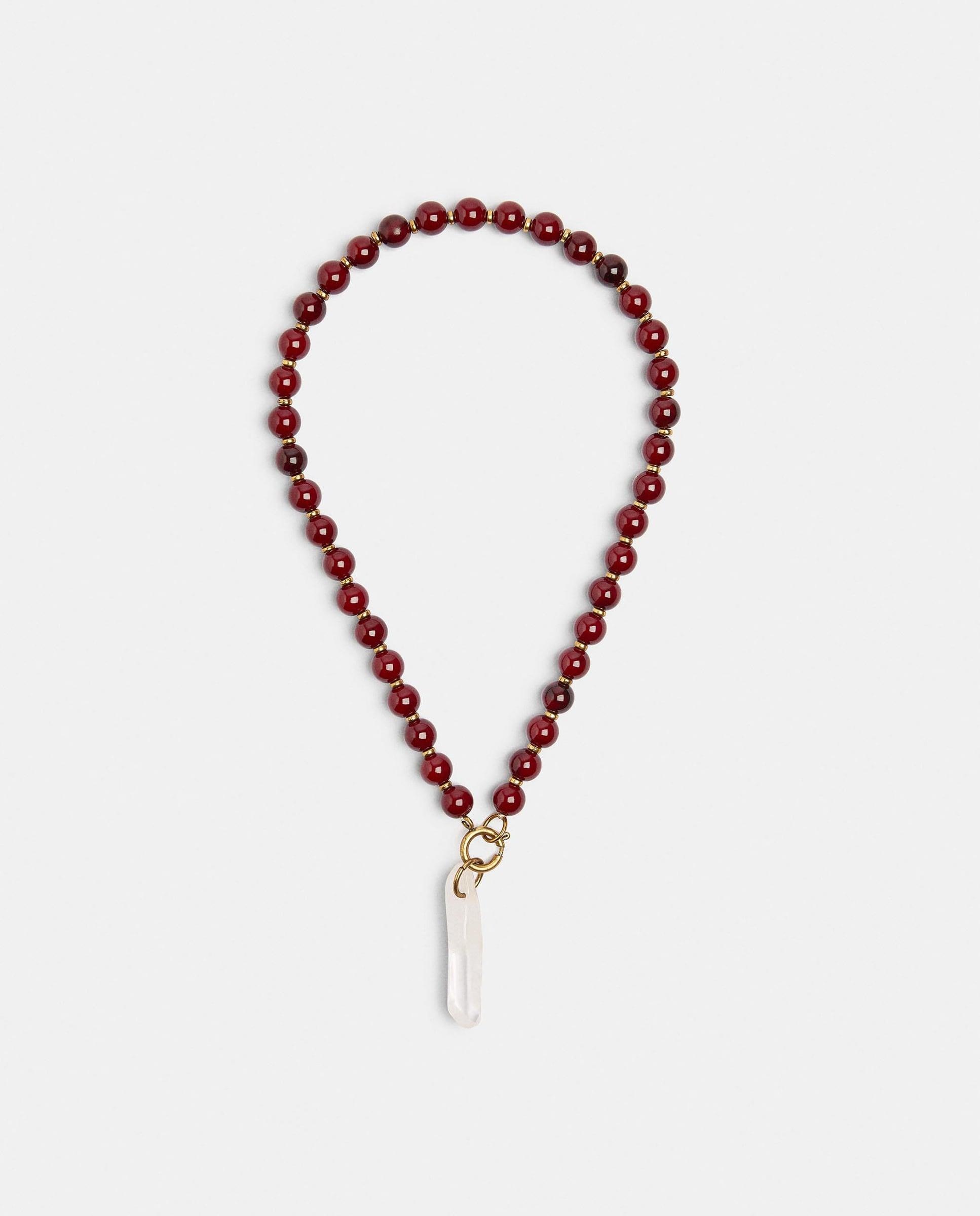 Imagen 0 de Collar corto de cuentas con piedra decorativa Blanco